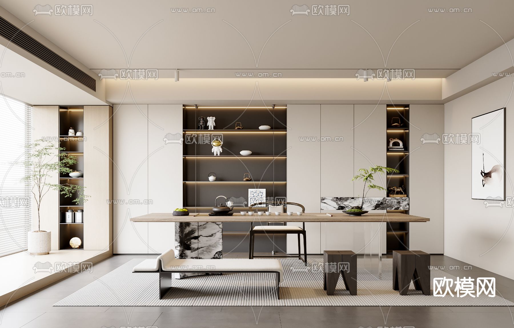 现代茶室3d模型下载
