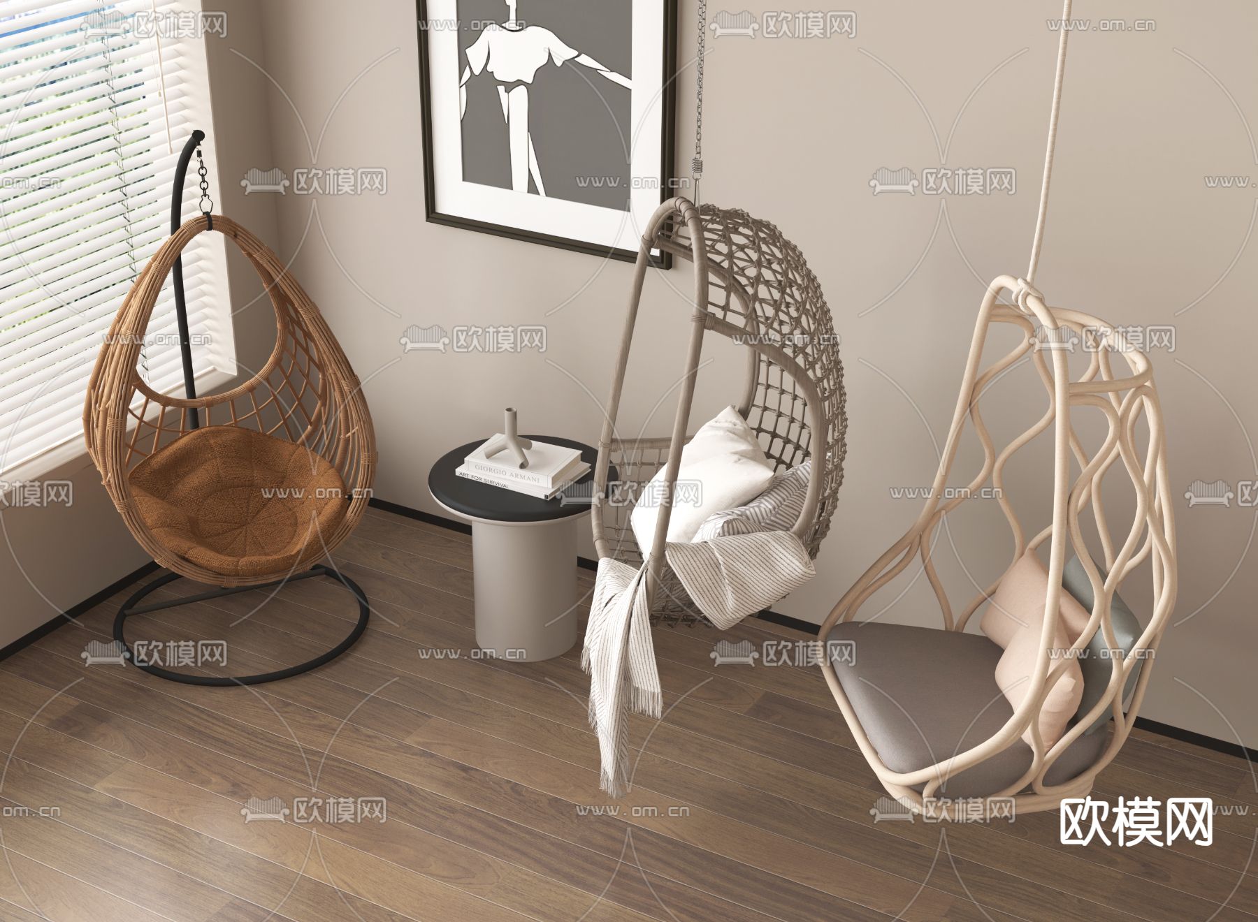 吊椅 秋千椅 摇椅3d模型下载