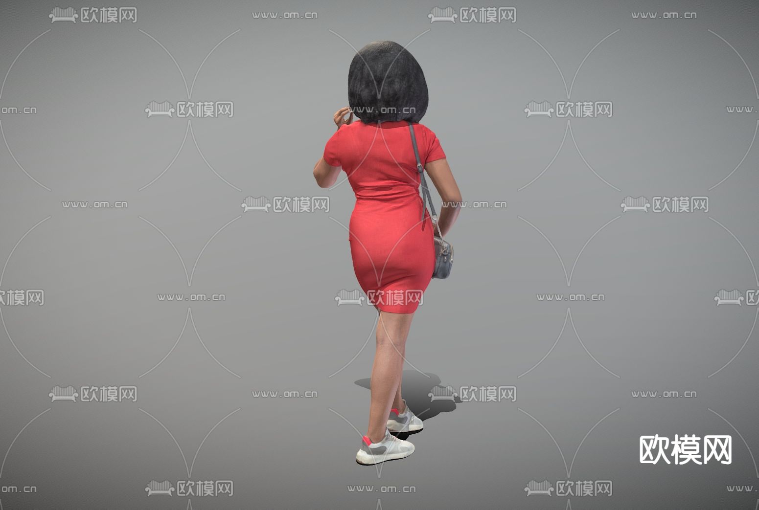 红裙子女人 紧身裙女 人物su模型下载（渲染图3）