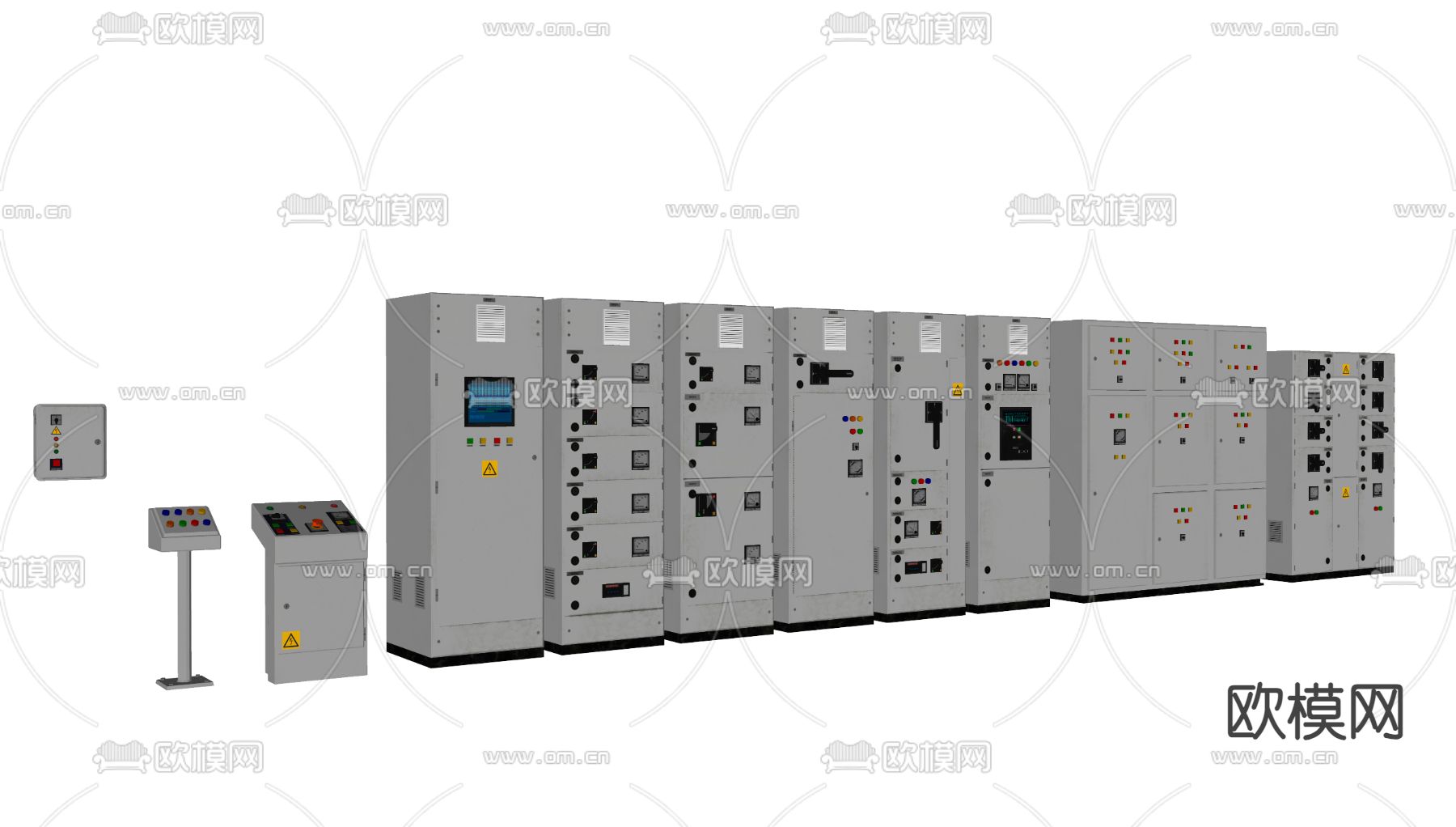 机房控制柜 控制开关 控制面板3d模型下载（渲染图3）