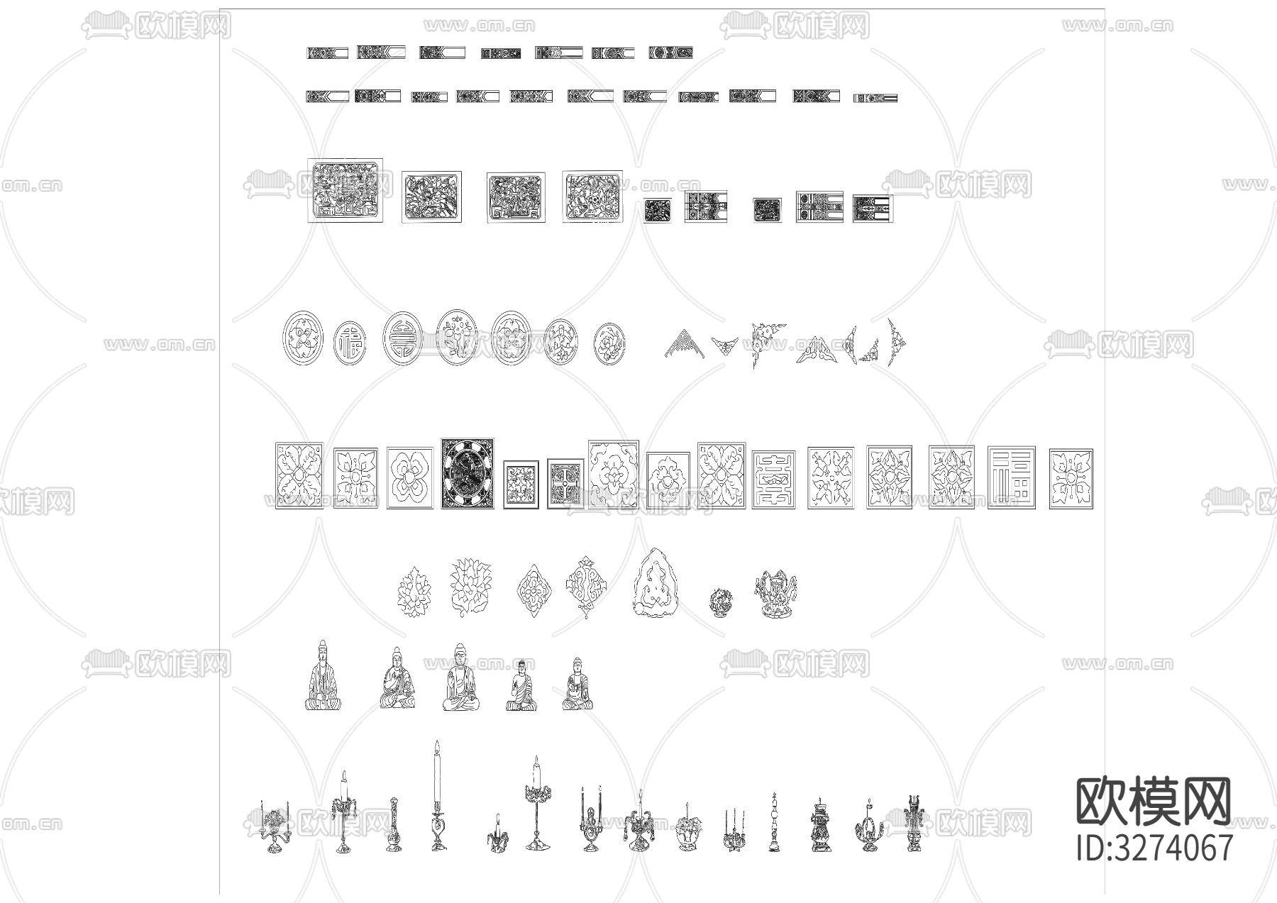 2中式纹样CAD图库下载