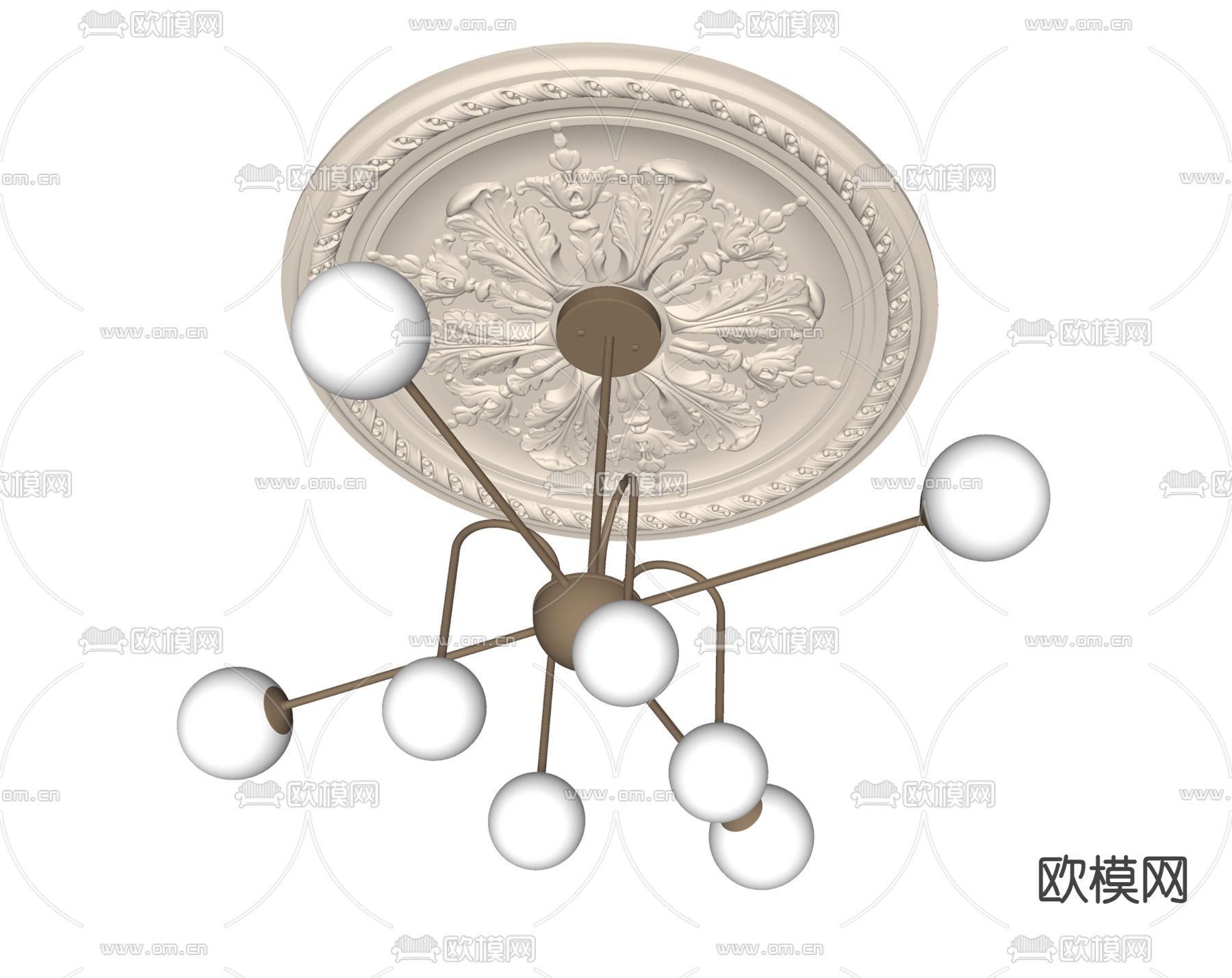 法式吊灯su模型下载（渲染图1）