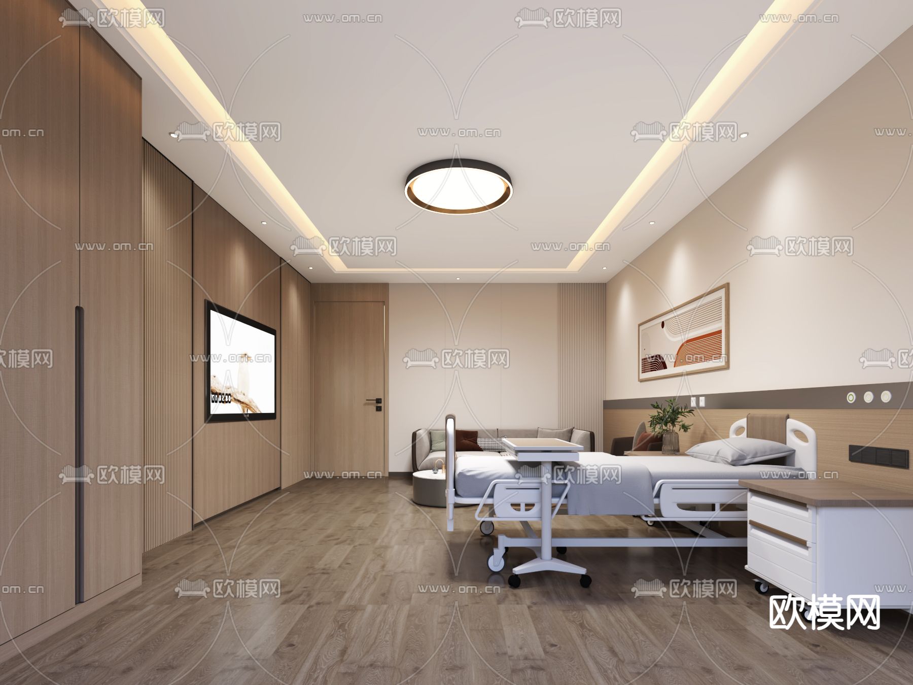 医院疗养病房su模型下载（渲染图2）