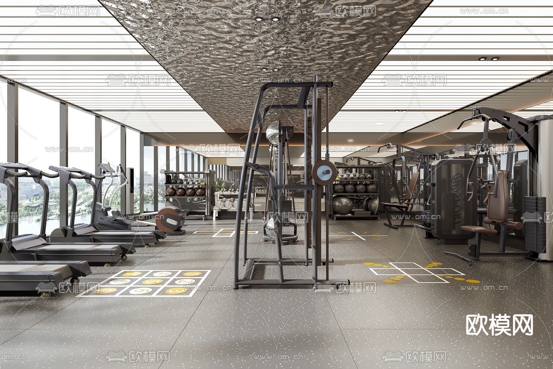 现代健身房3d模型下载