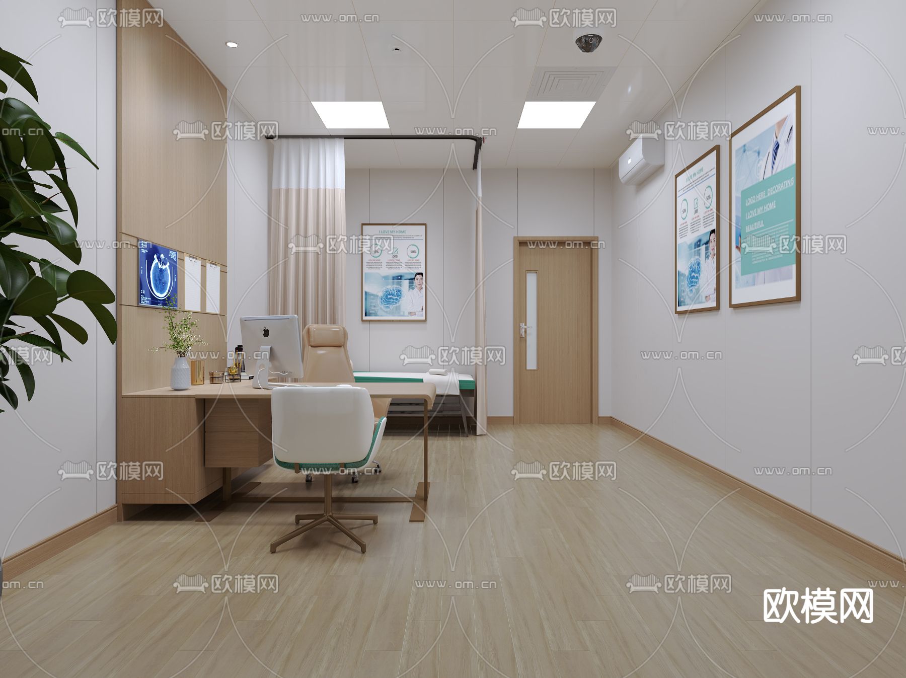 医院诊室 门诊室3d模型下载（渲染图1）