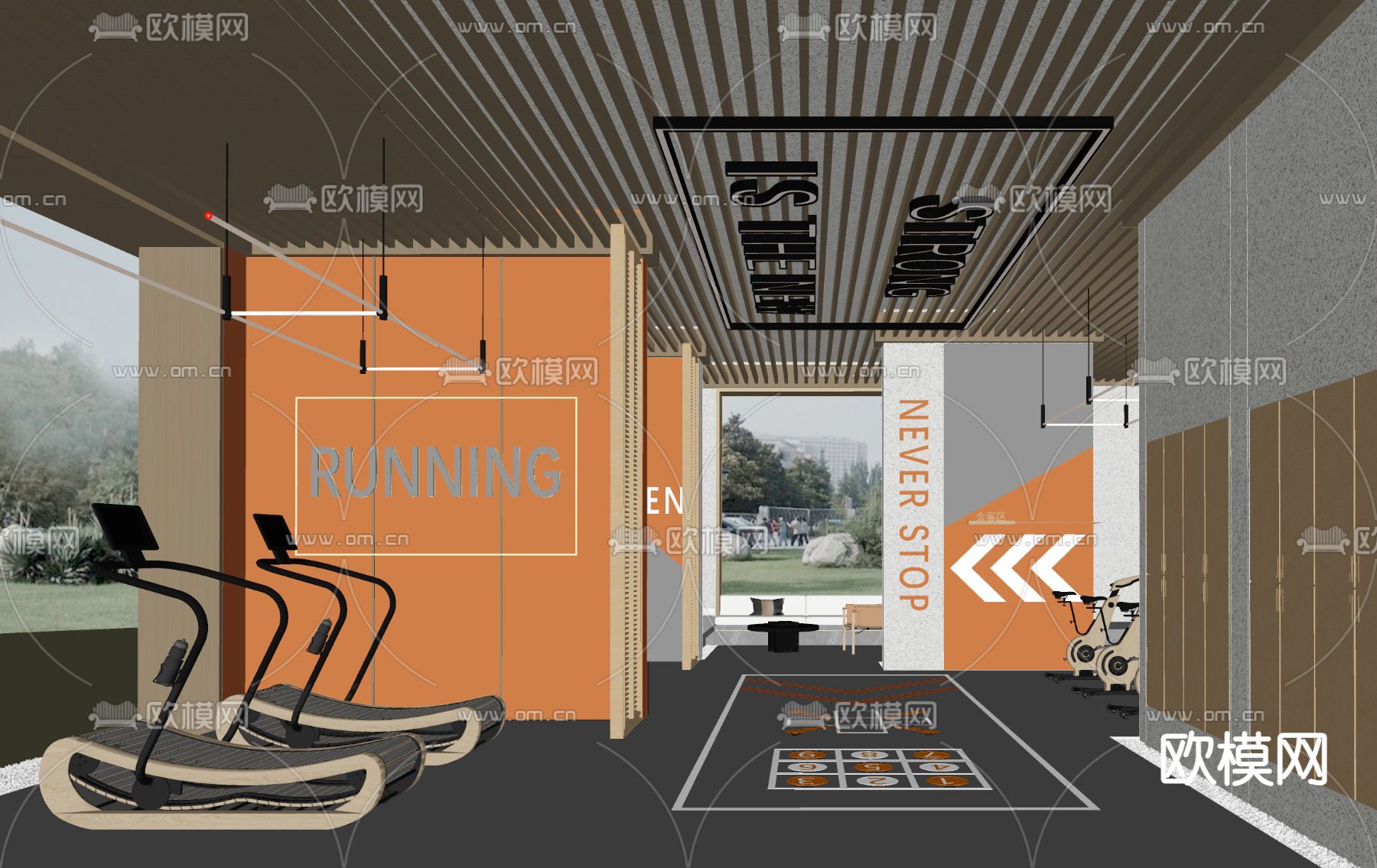 健身房su模型下载（渲染图1）