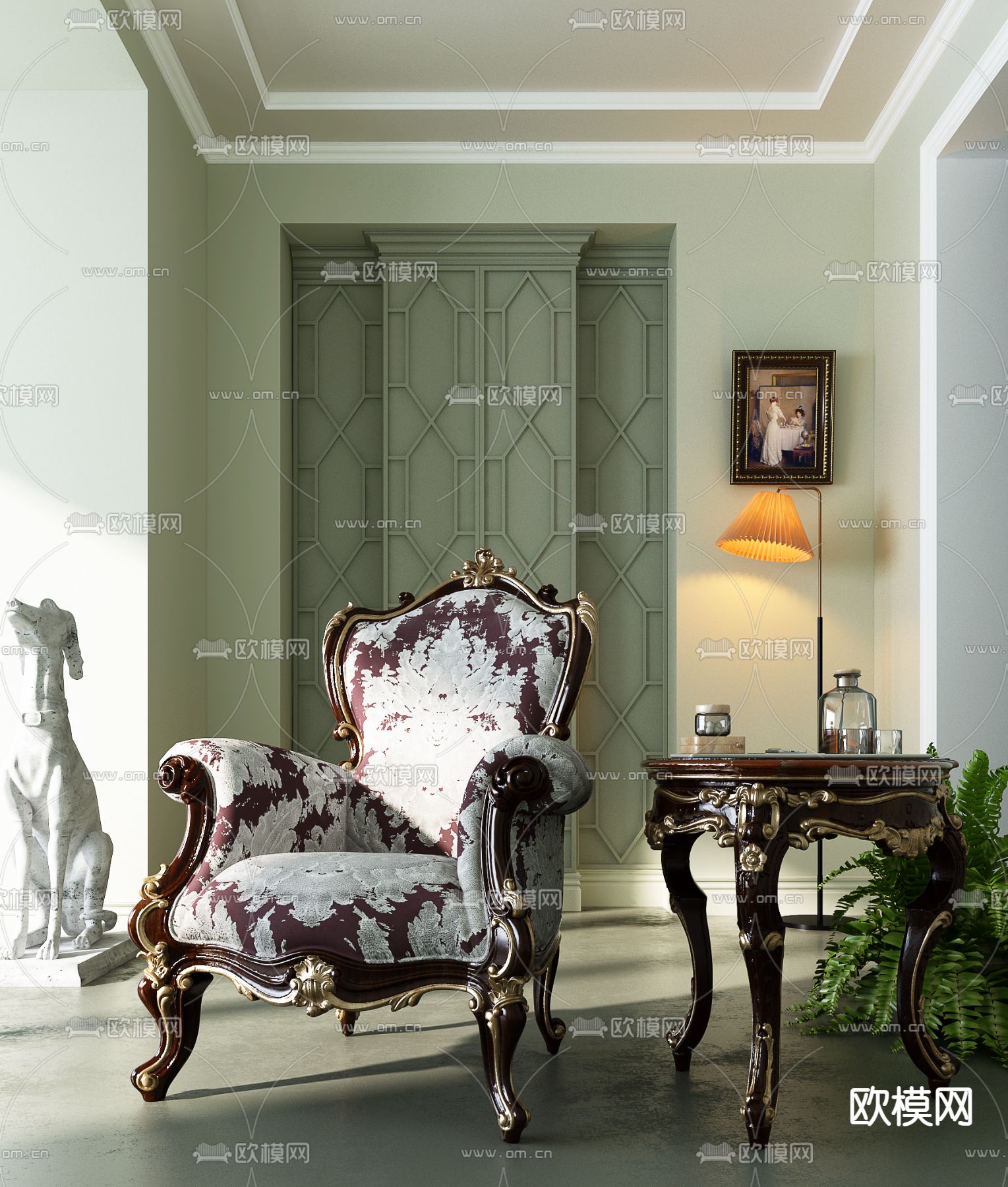 法式椅子 休闲椅3d模型下载