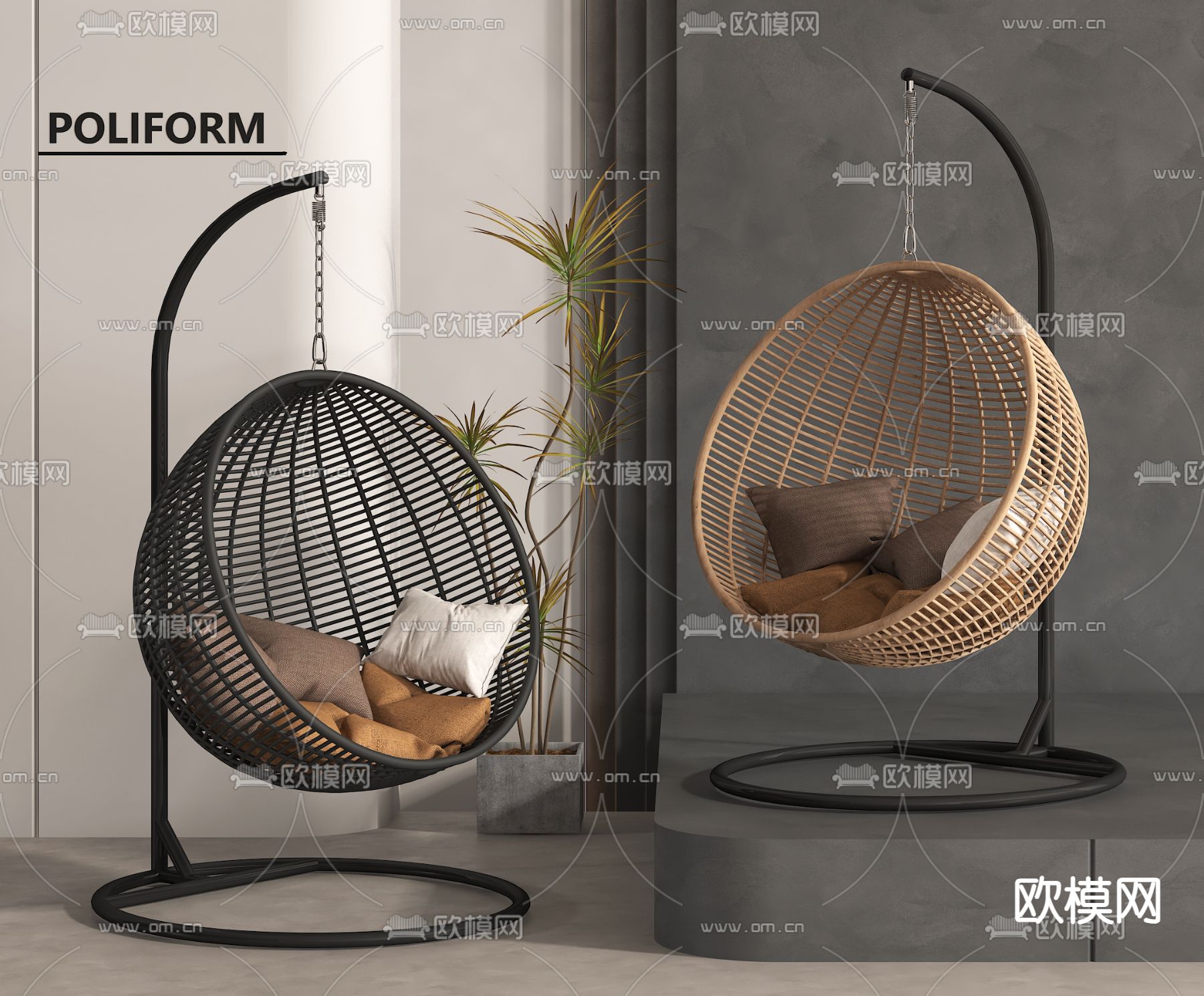 户外秋千椅 吊椅 户外摇椅3d模型下载