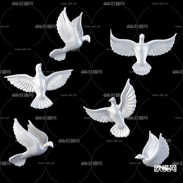 立体挂饰 小鸟挂件 墙饰3d模型下载(渲染图2)