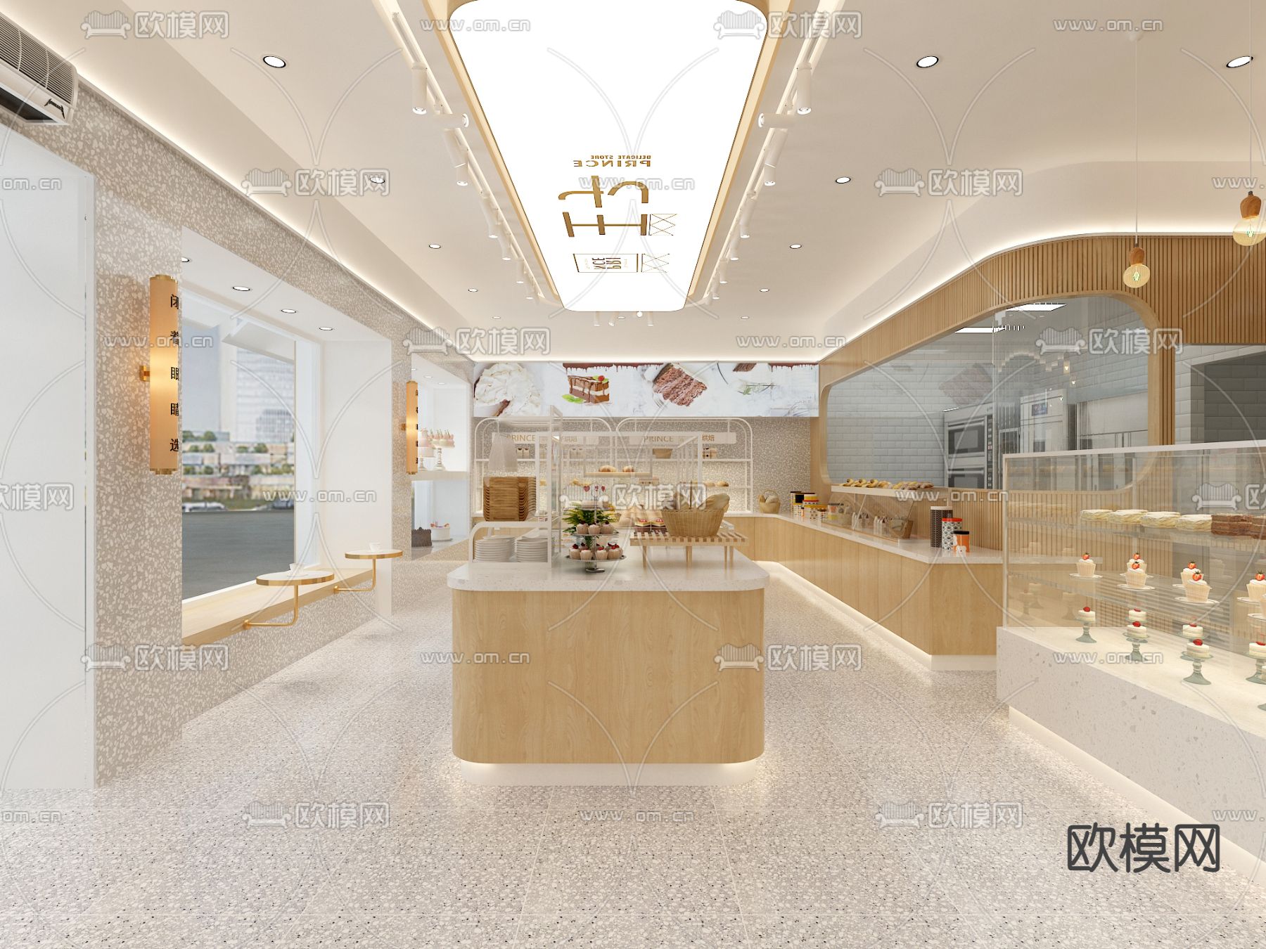 现代甜品店 面包店3d模型下载（渲染图1）