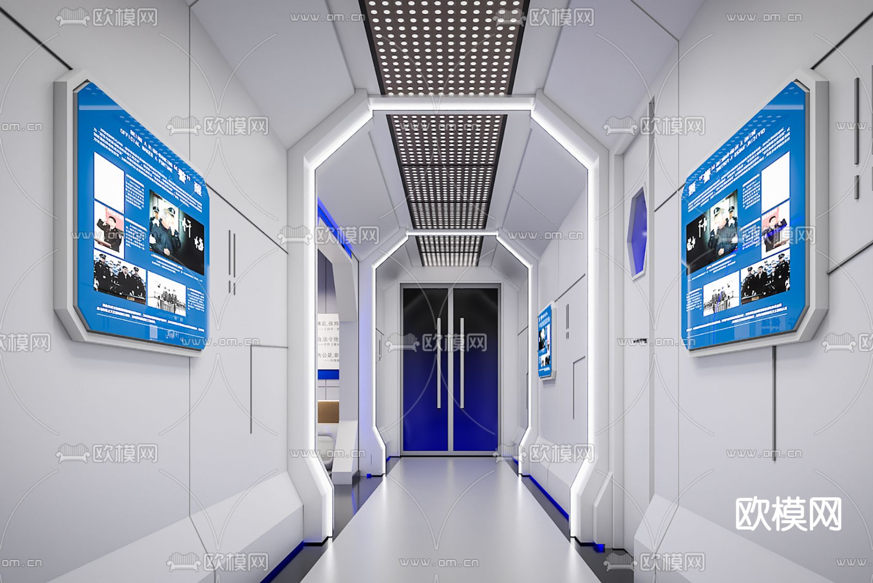 现代过道su模型下载（渲染图2）