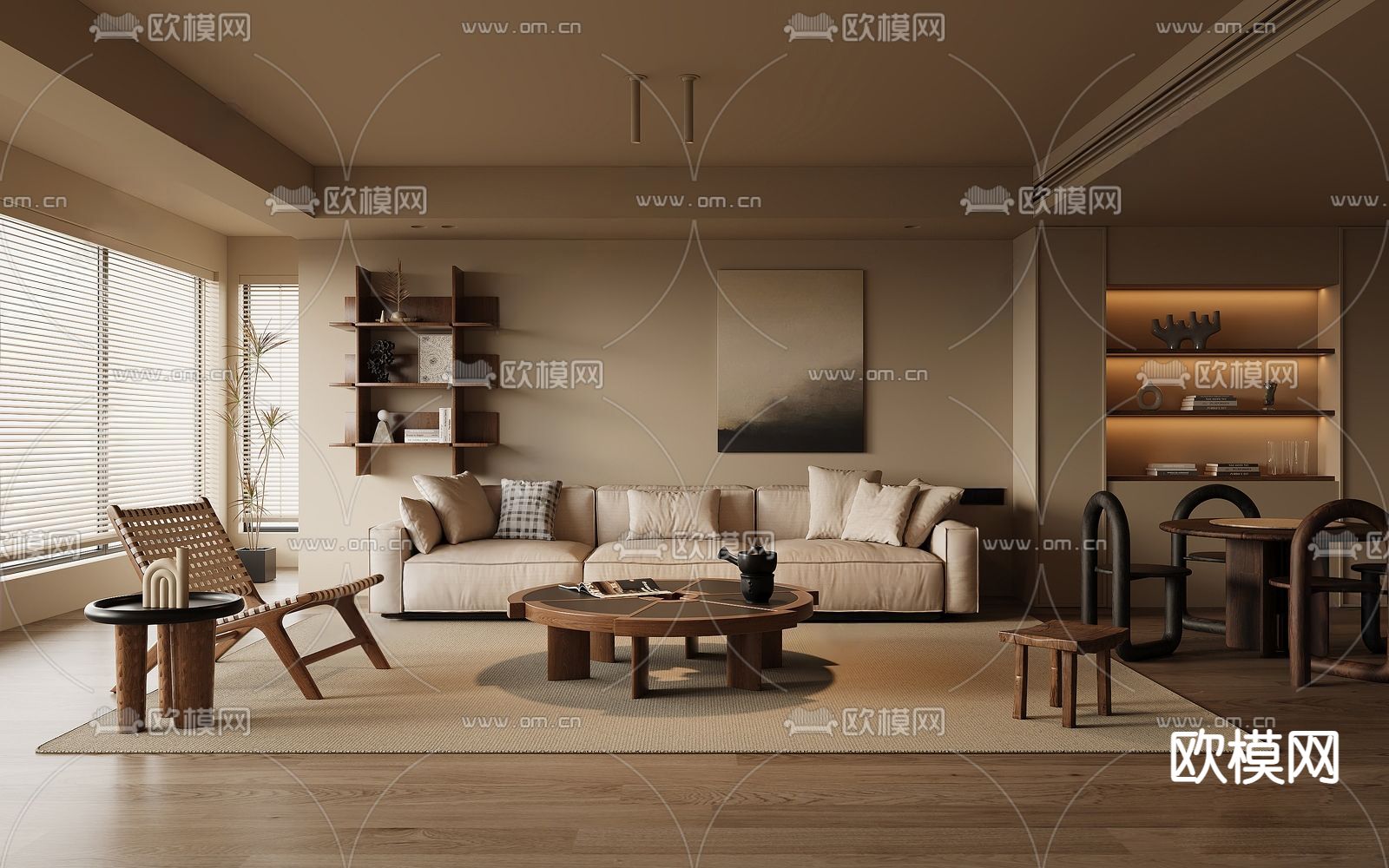 侘寂风客厅3d模型下载