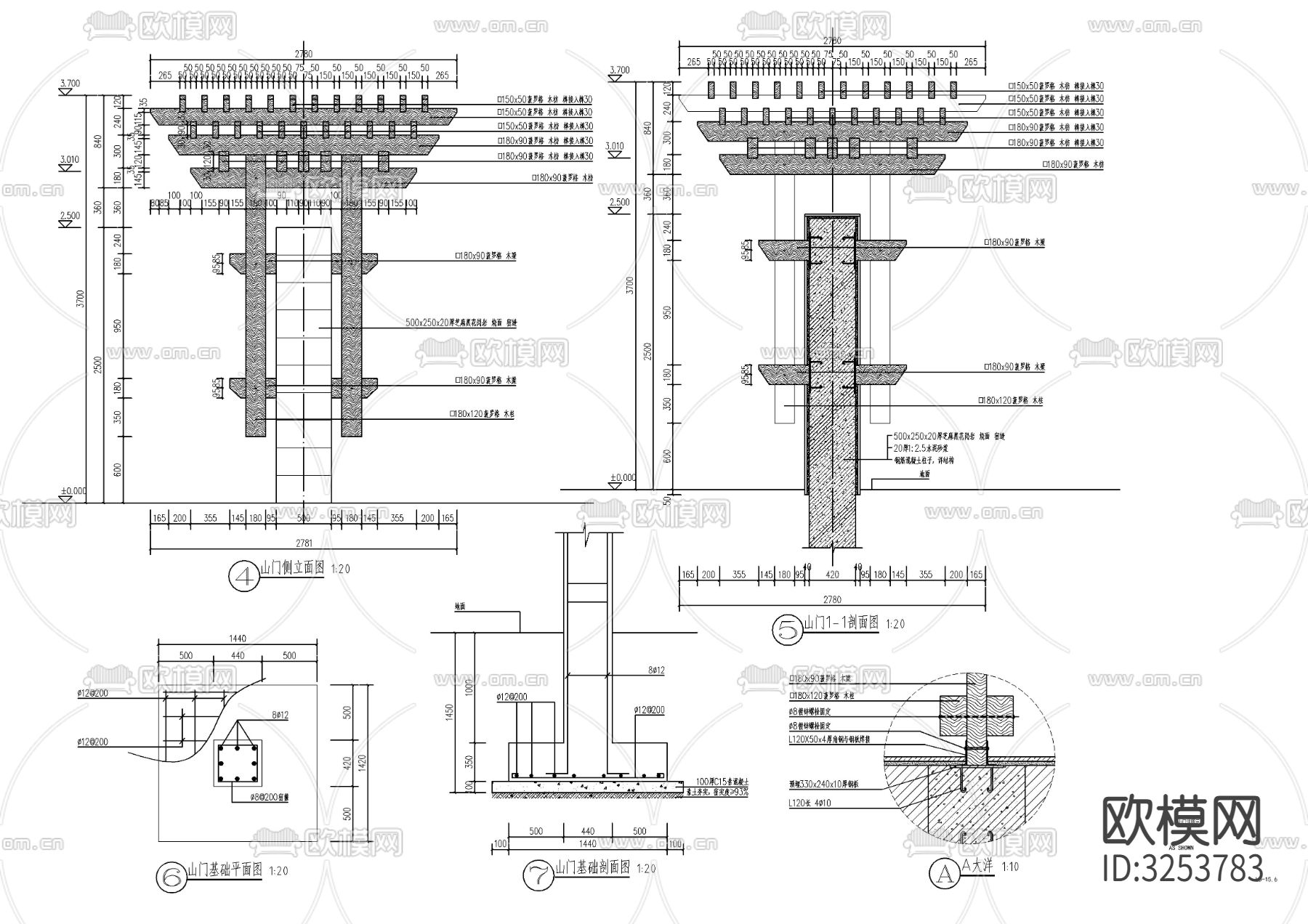 山门cad平面图下载（渲染图3）