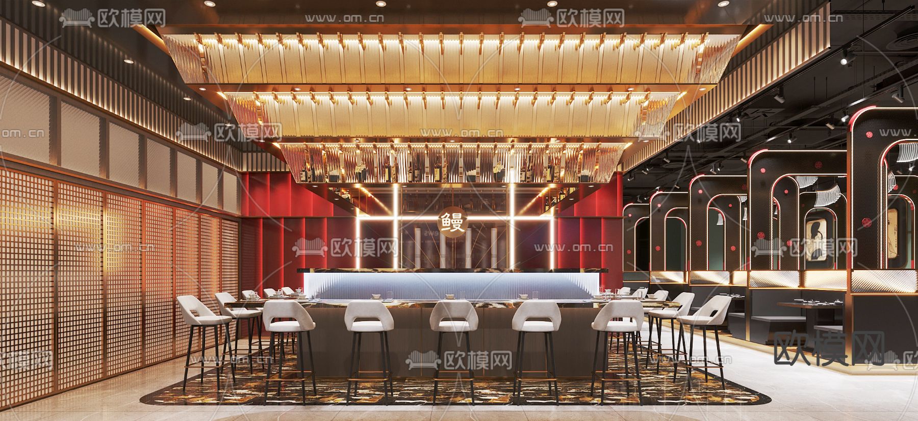 日式料理店 鳗鱼店3d模型下载（渲染图1）