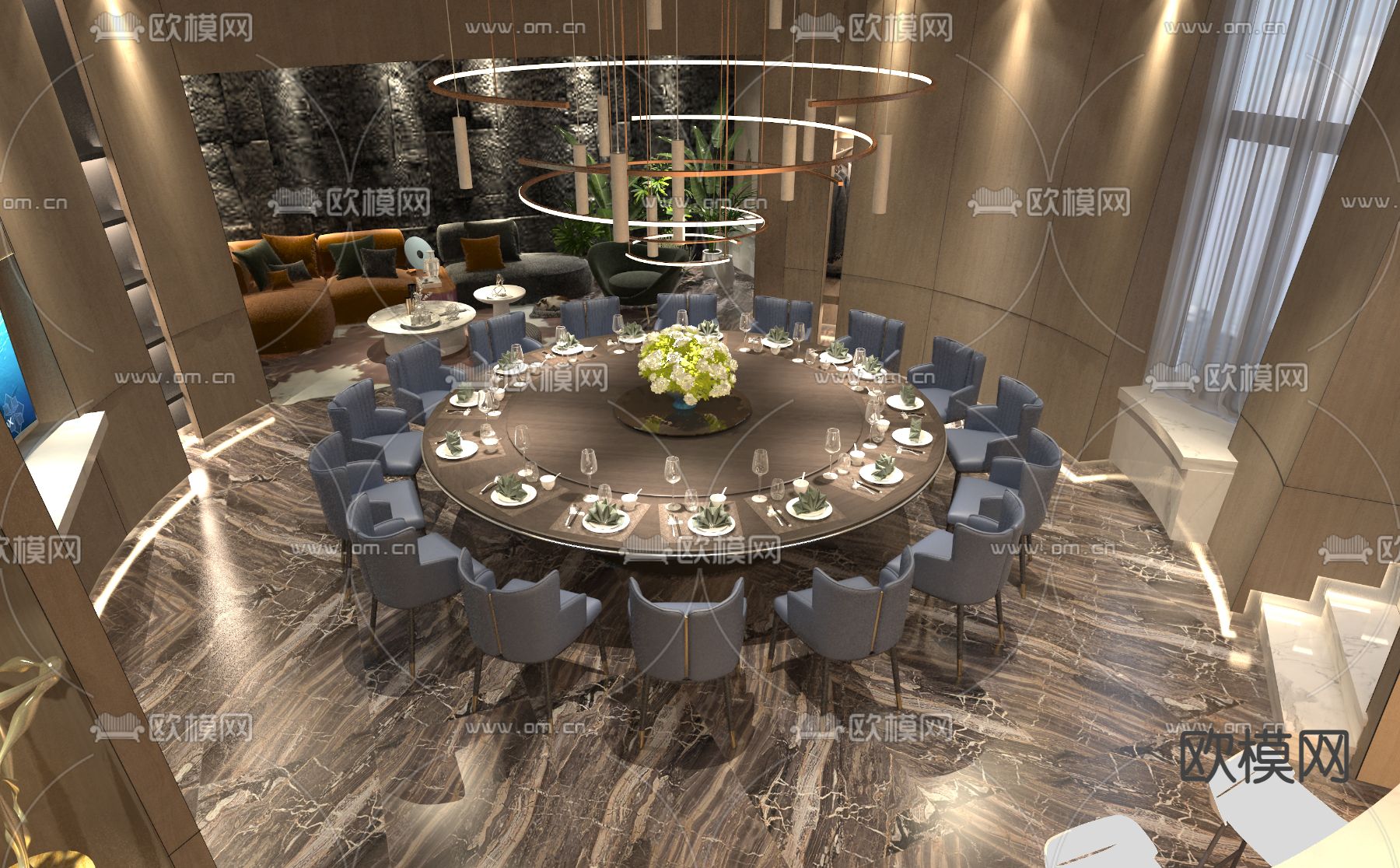 酒楼包厢 私房菜包房3d模型下载（渲染图3）