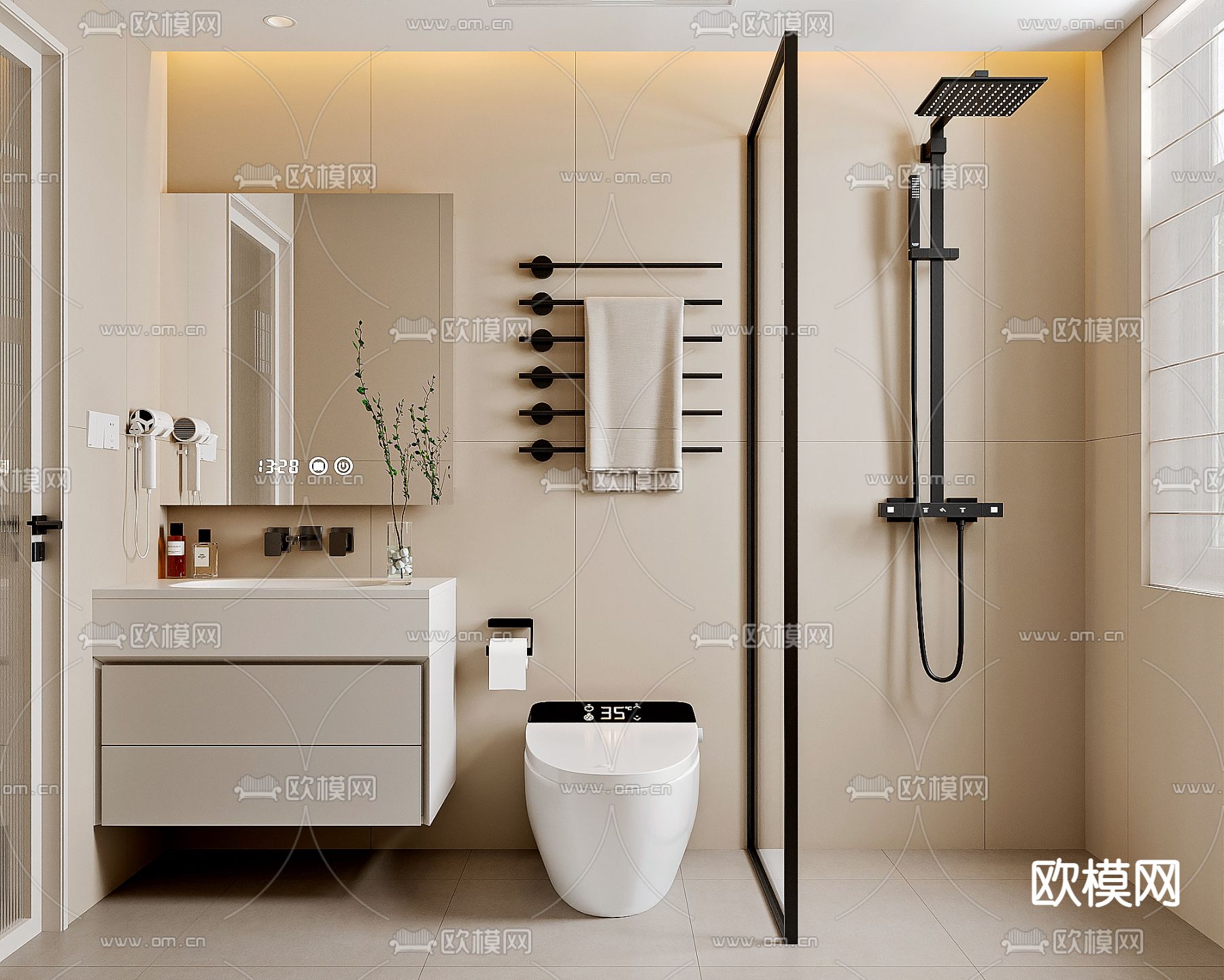 法式卫生间 浴室3d模型下载