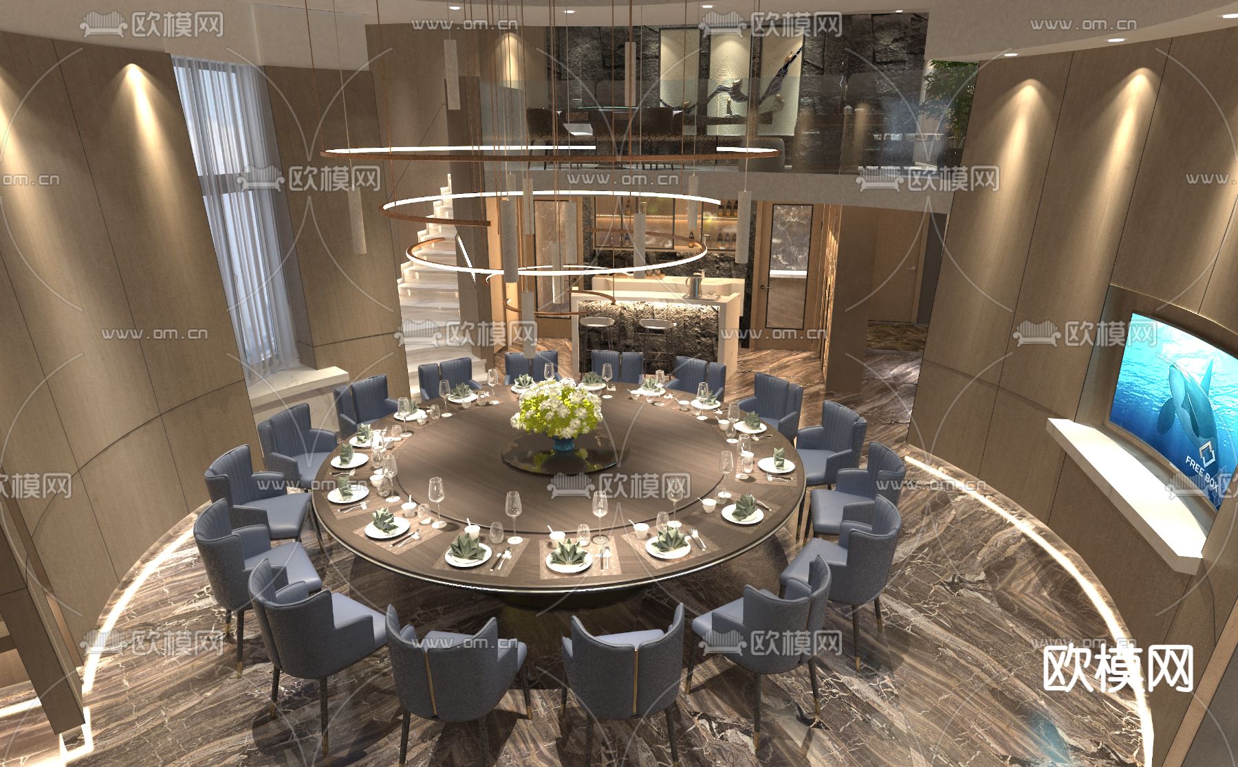 酒楼包厢 私房菜包房3d模型下载（渲染图2）