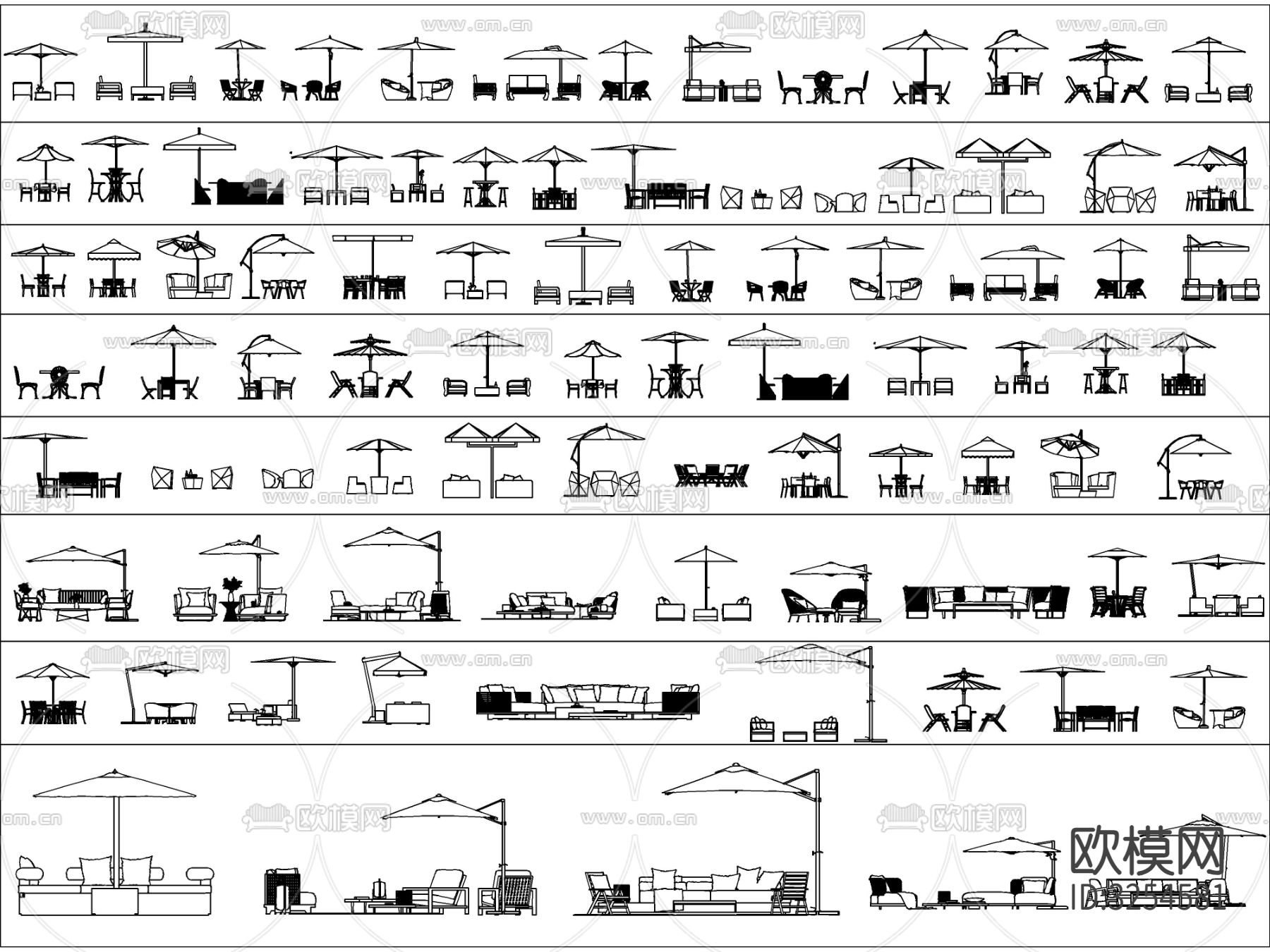 户外遮阳伞休闲桌椅CAD图库下载（渲染图6）