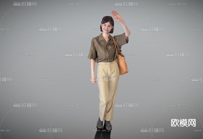 休闲女生 独立女性 穿搭人物su模型下载(渲染图2)