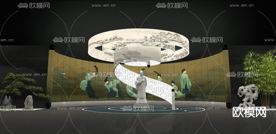 现代文化展馆su模型下载(渲染图2)
