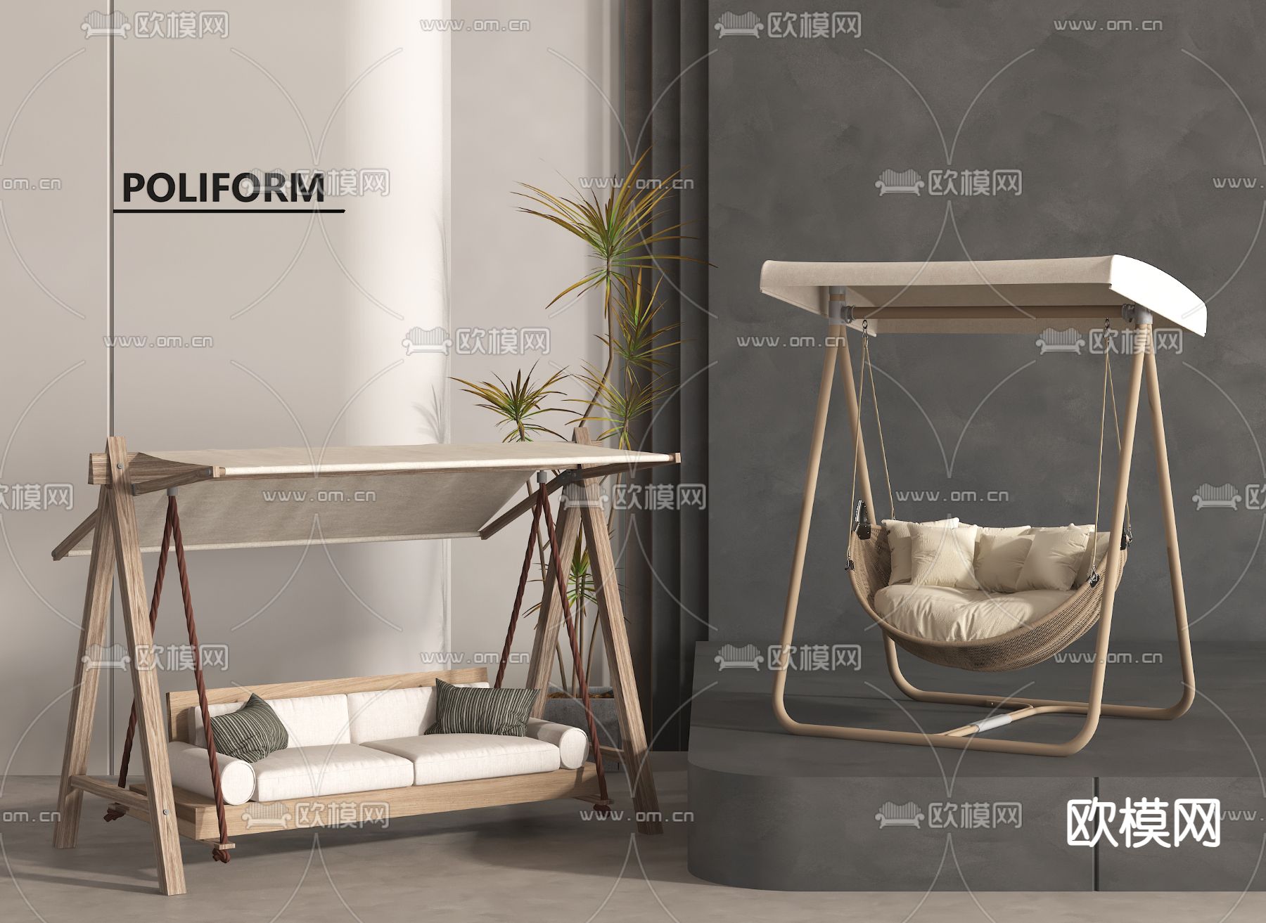 户外秋千椅 吊椅 户外摇椅3d模型下载