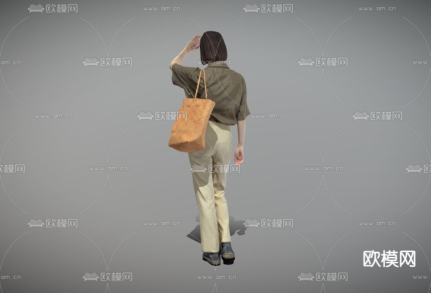 休闲女生 独立女性 穿搭人物su模型下载(渲染图3)