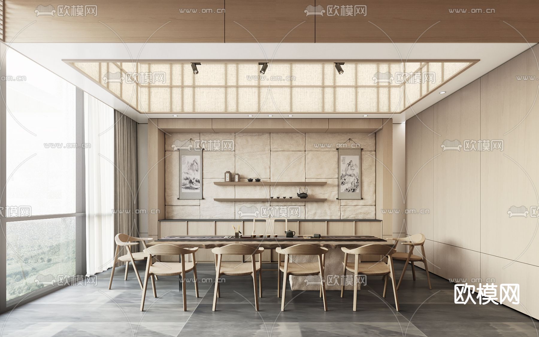 日式总经理办公室3d模型下载（渲染图3）