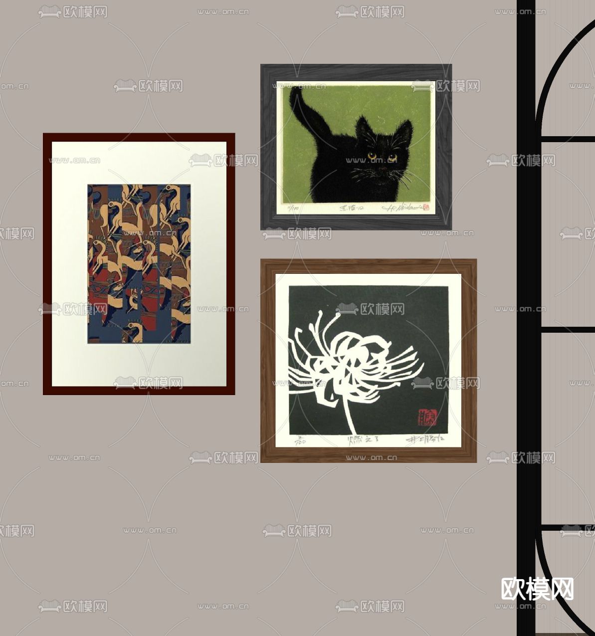 中古风装饰画su模型