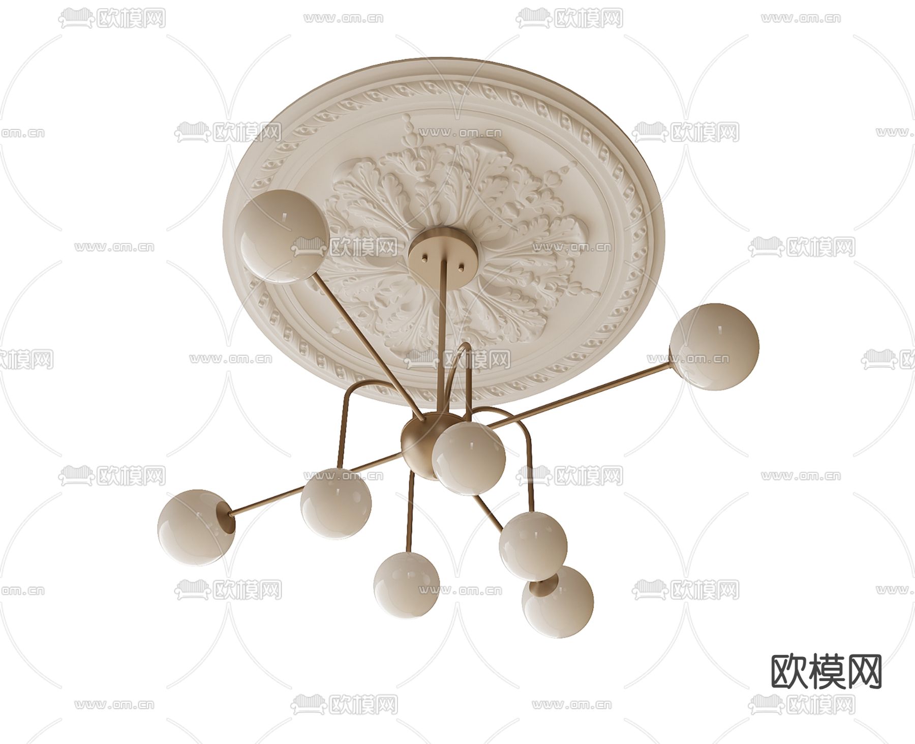法式吊灯su模型下载（渲染图2）