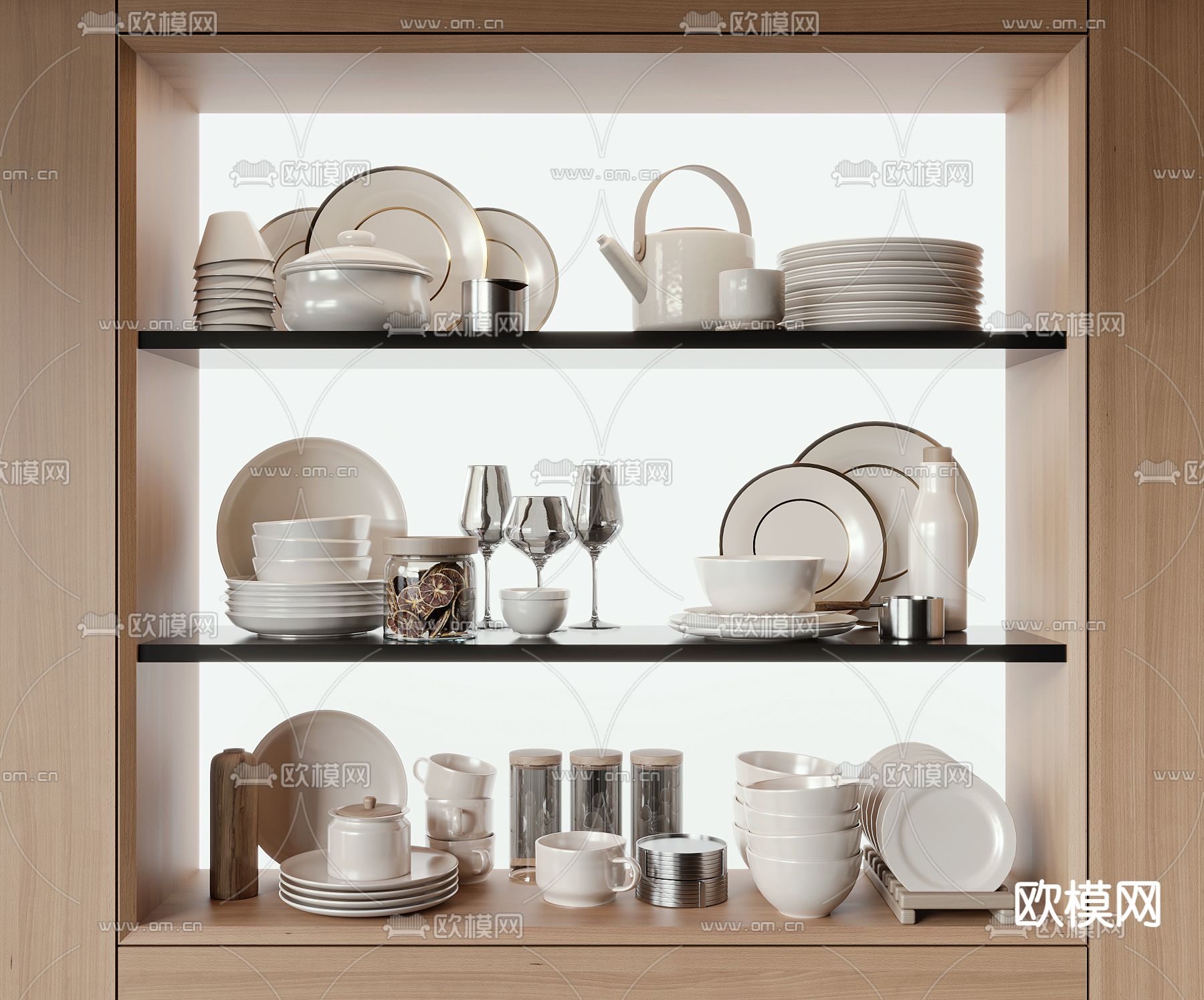 现代餐具 盘子 炖盅 水壶3d模型下载