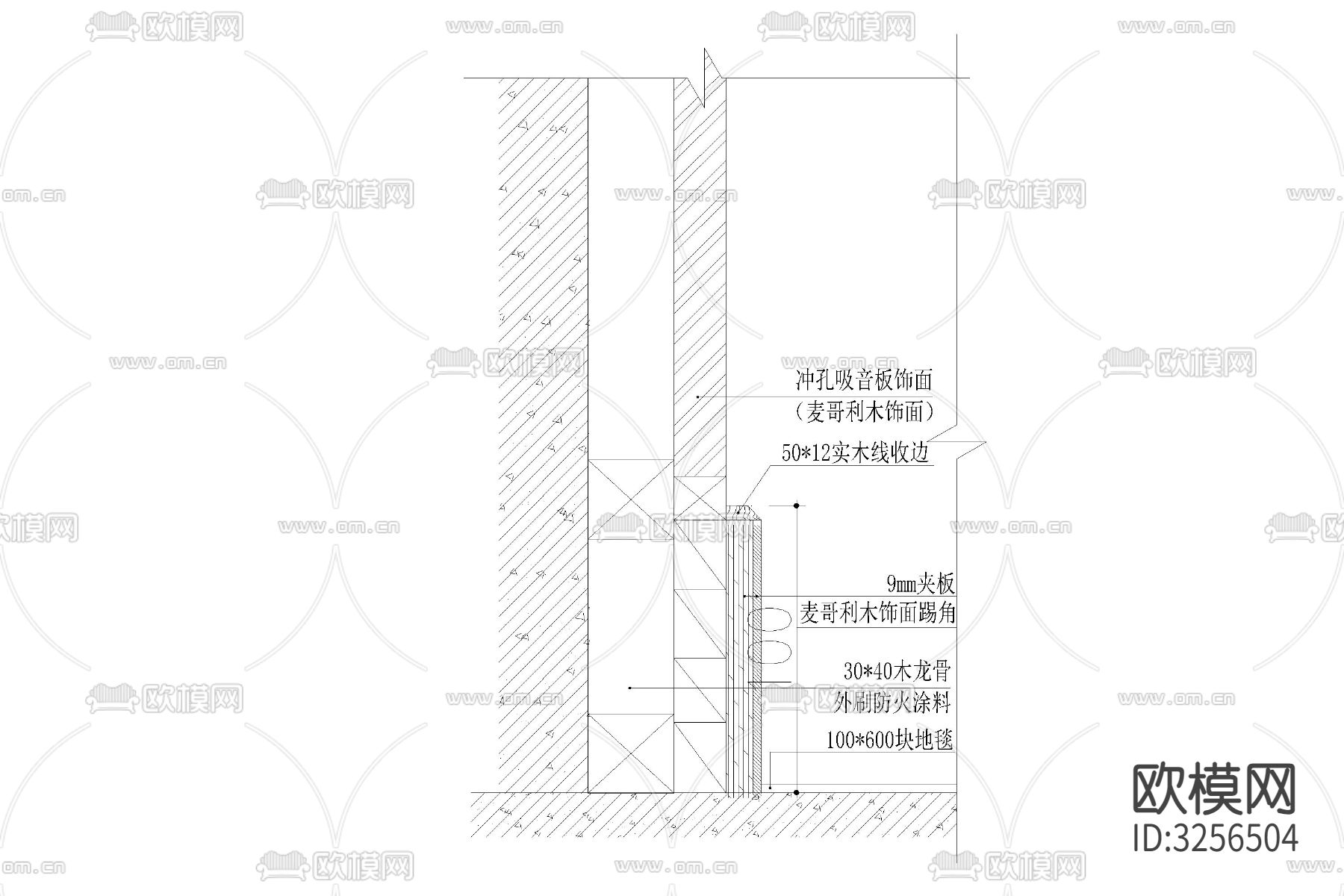 踢脚线cad大样图下载（渲染图6）