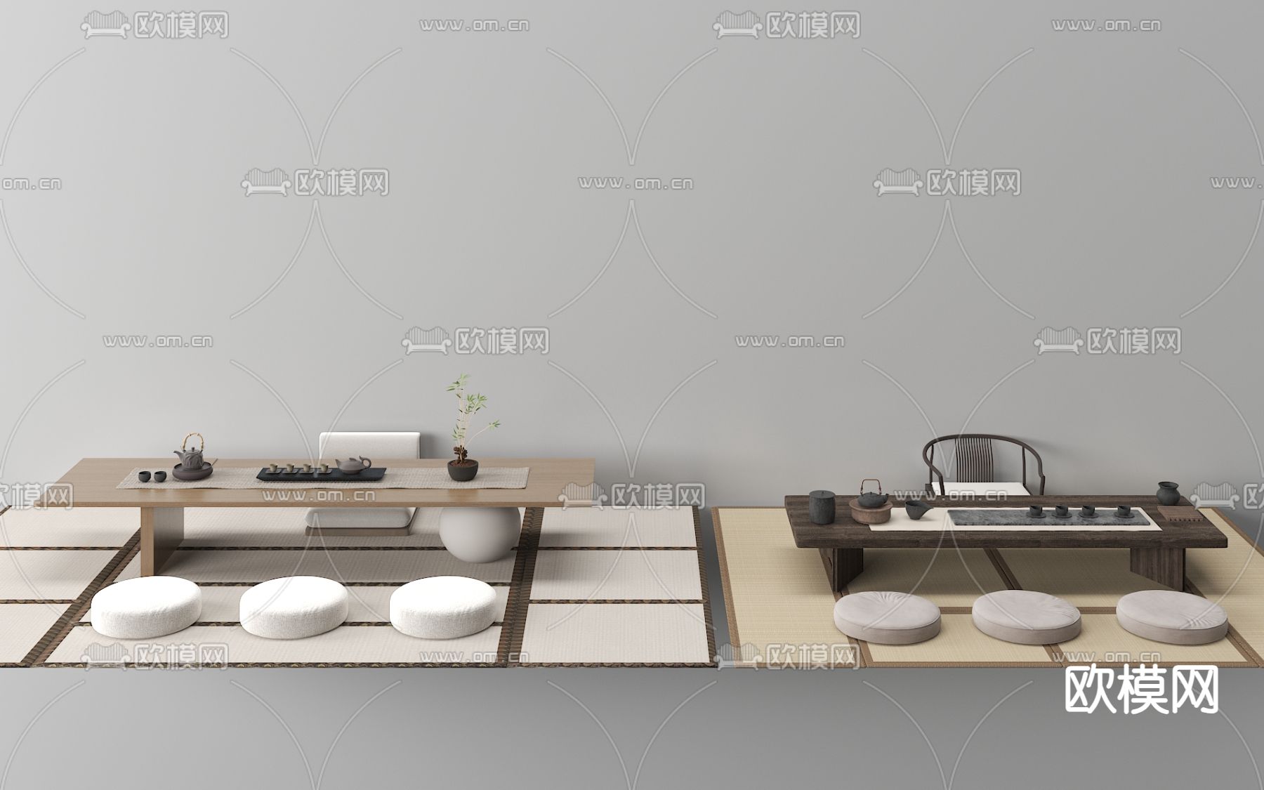 榻榻米茶桌 茶台3d模型下载