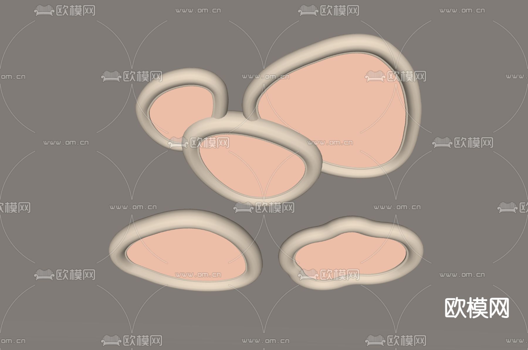 奶油风吸顶灯su模型下载（渲染图1）