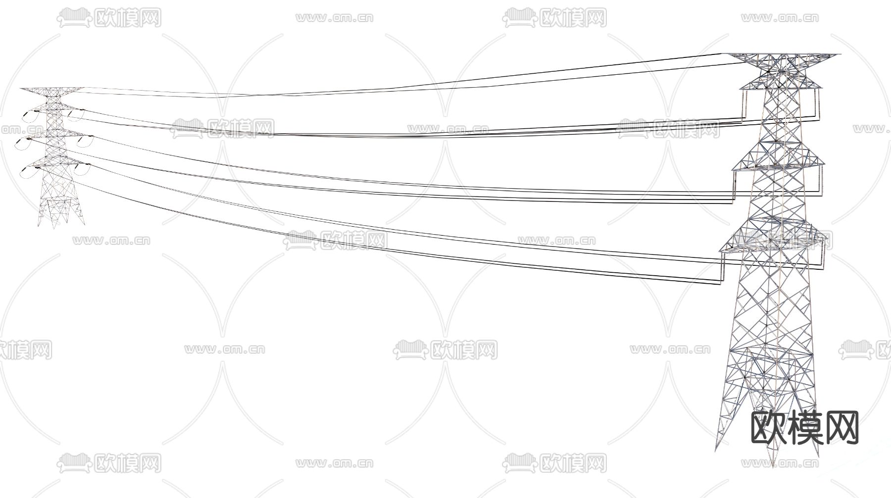 高压电线 信号塔3d模型下载