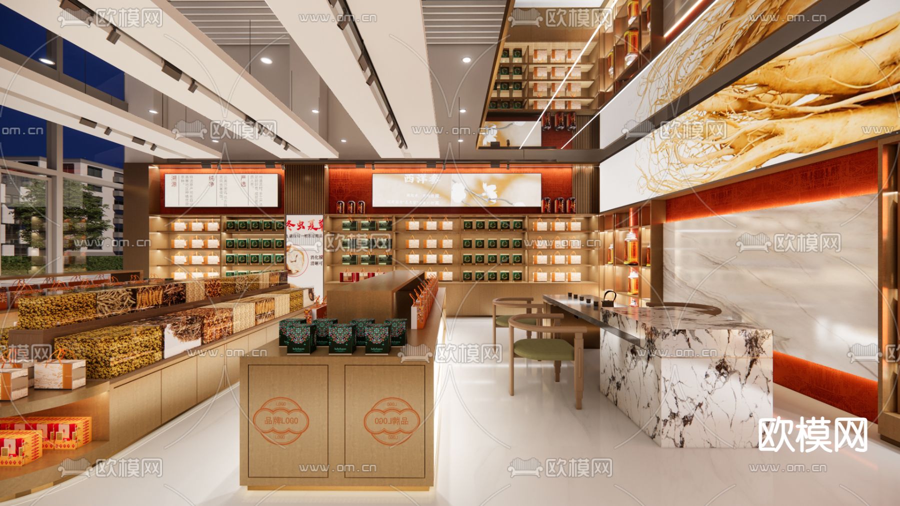 中药店铺 展柜su模型下载（渲染图3）