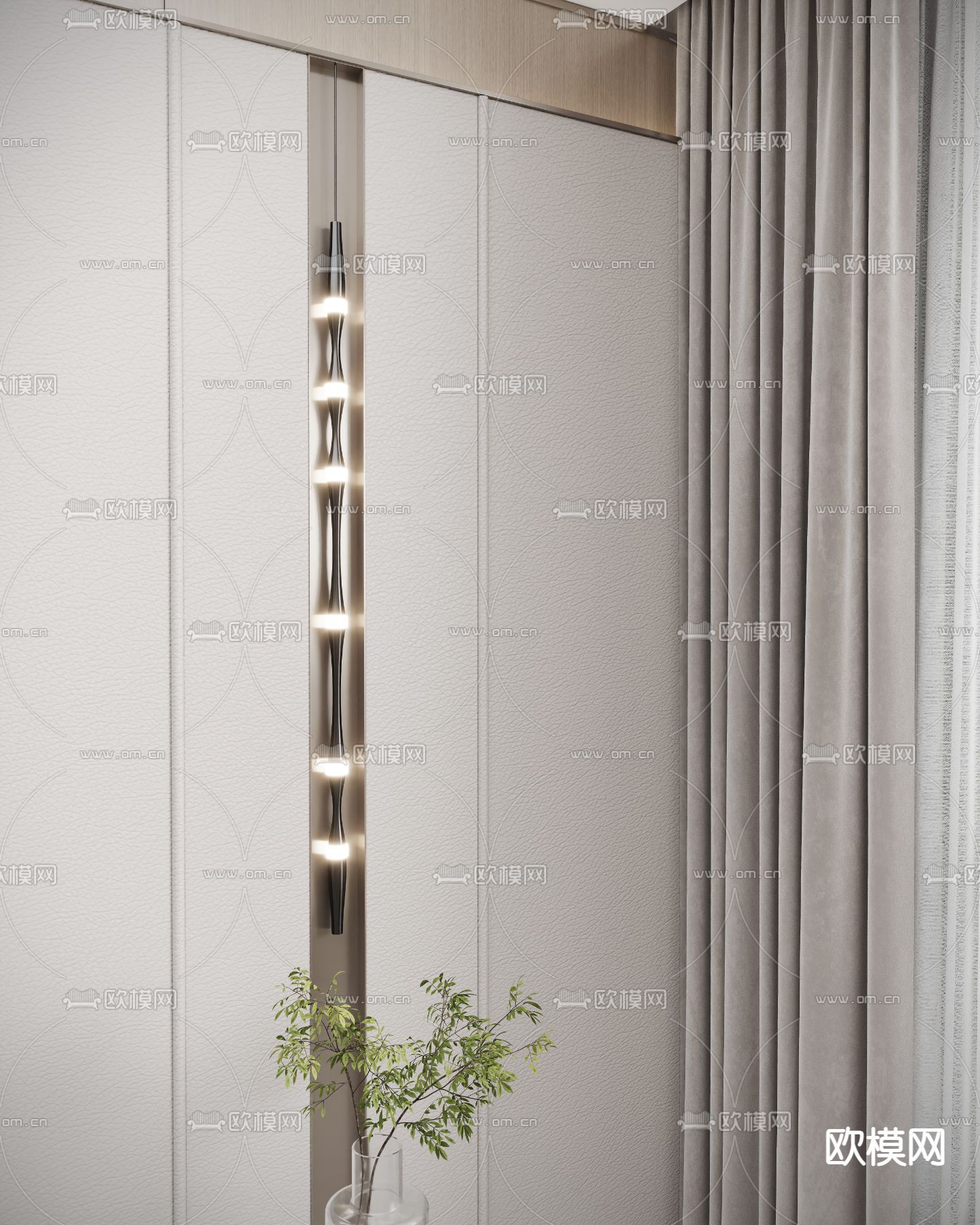 竹节壁灯3d模型下载（渲染图1）