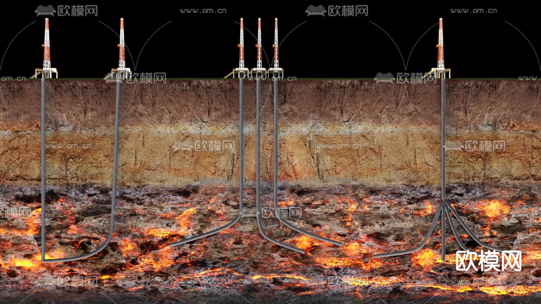 地层钻探 钻井3d模型下载