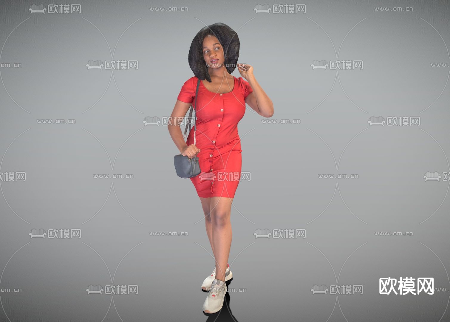 红裙子女人 紧身裙女 人物su模型下载（渲染图2）