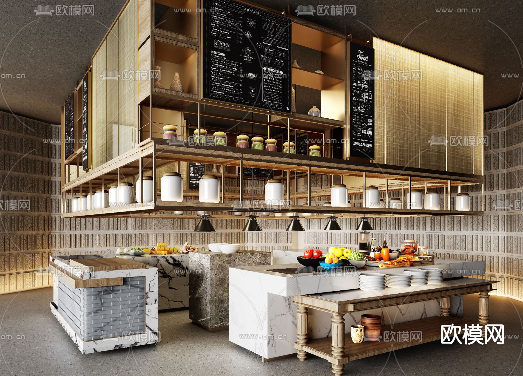 自助餐厅 全日制餐厅3d模型下载