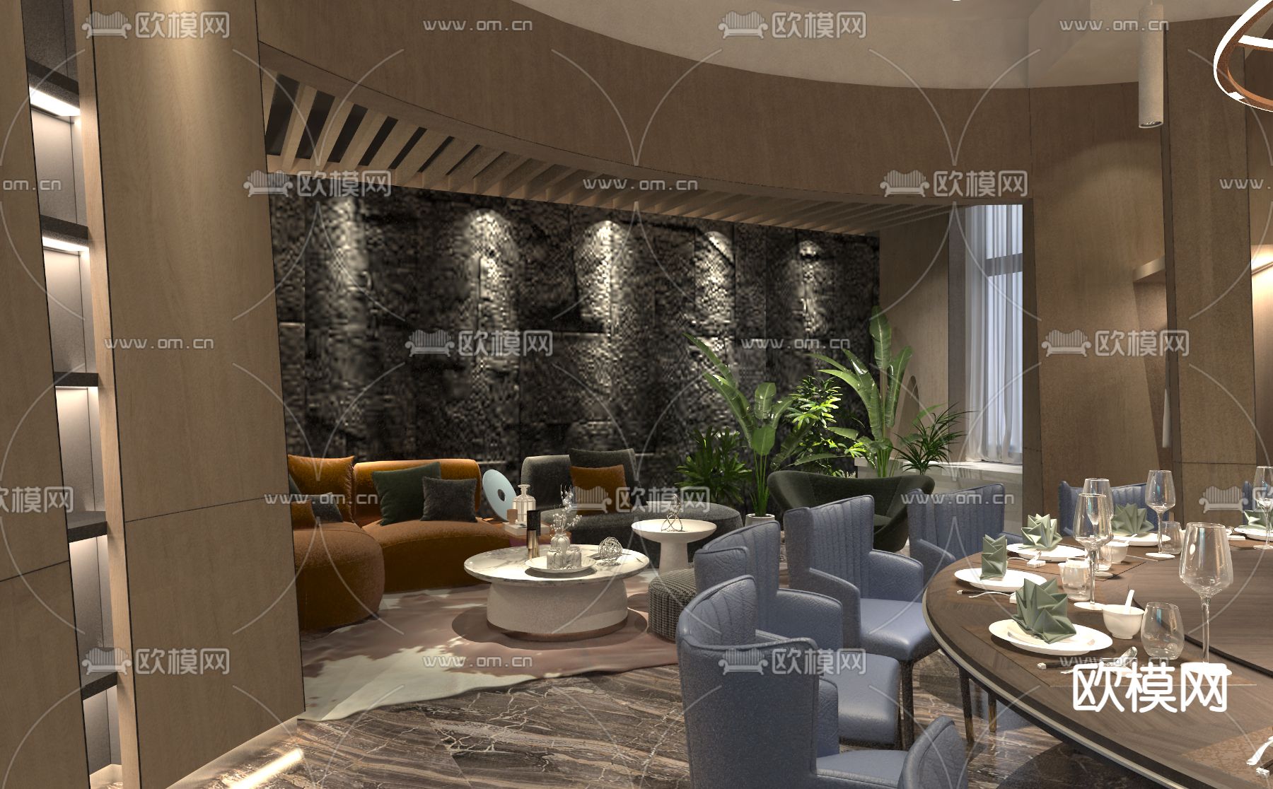 酒楼包厢 私房菜包房3d模型下载（渲染图4）