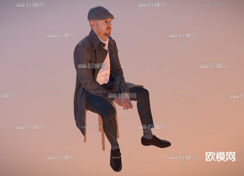 风衣男士su模型下载(渲染图2)