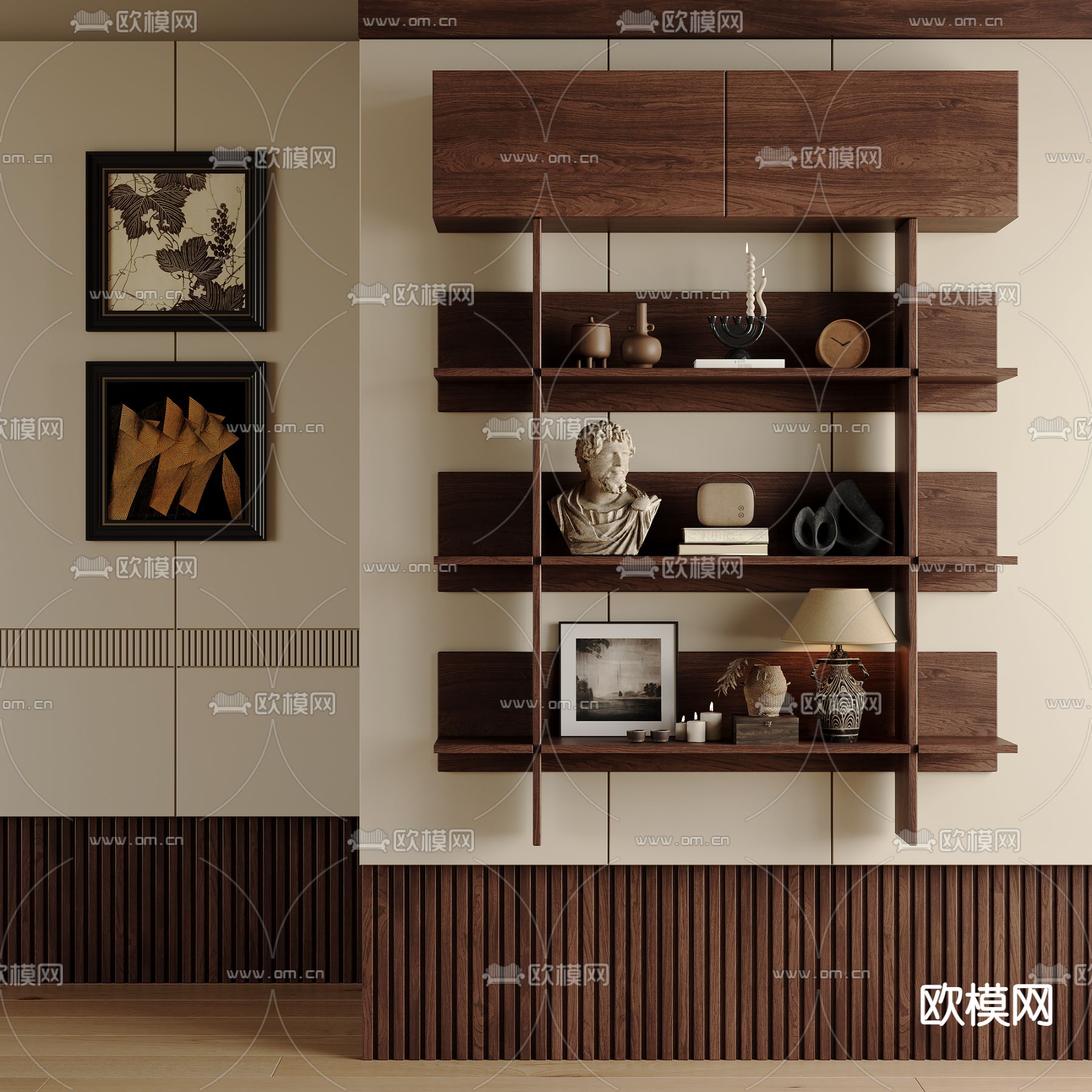 中古风装饰柜 壁柜su模型