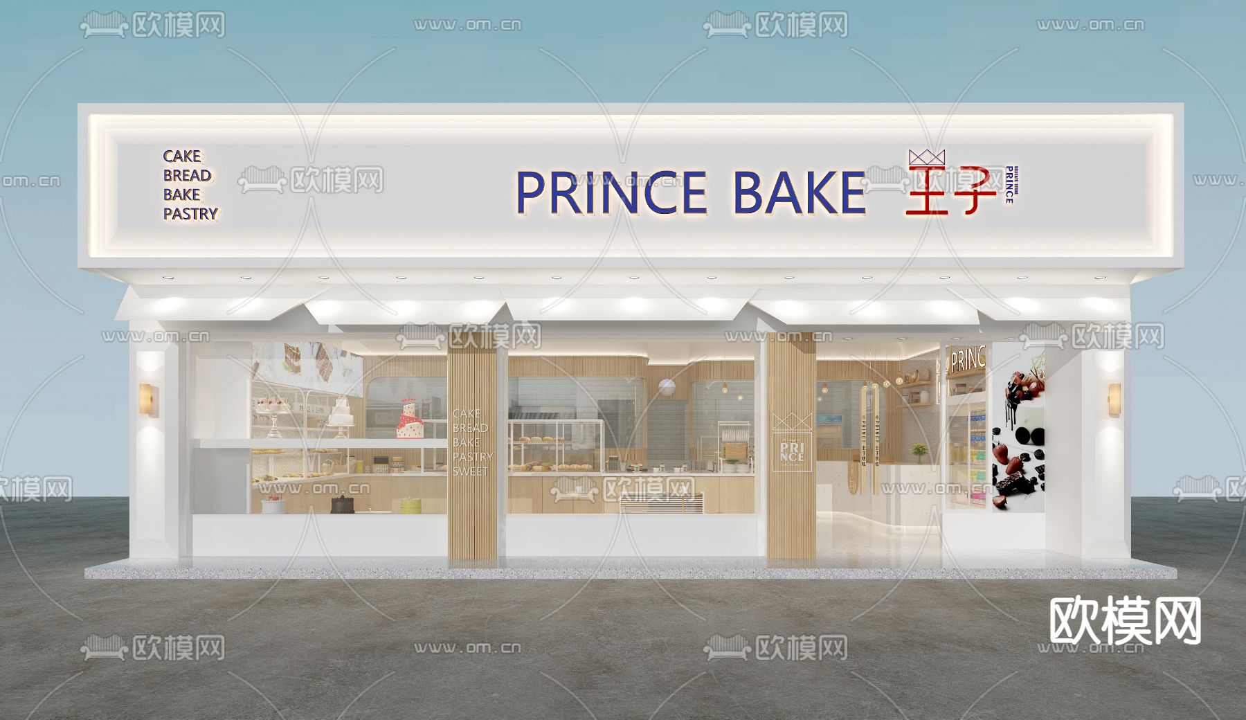 现代甜品店 面包店3d模型下载（渲染图2）