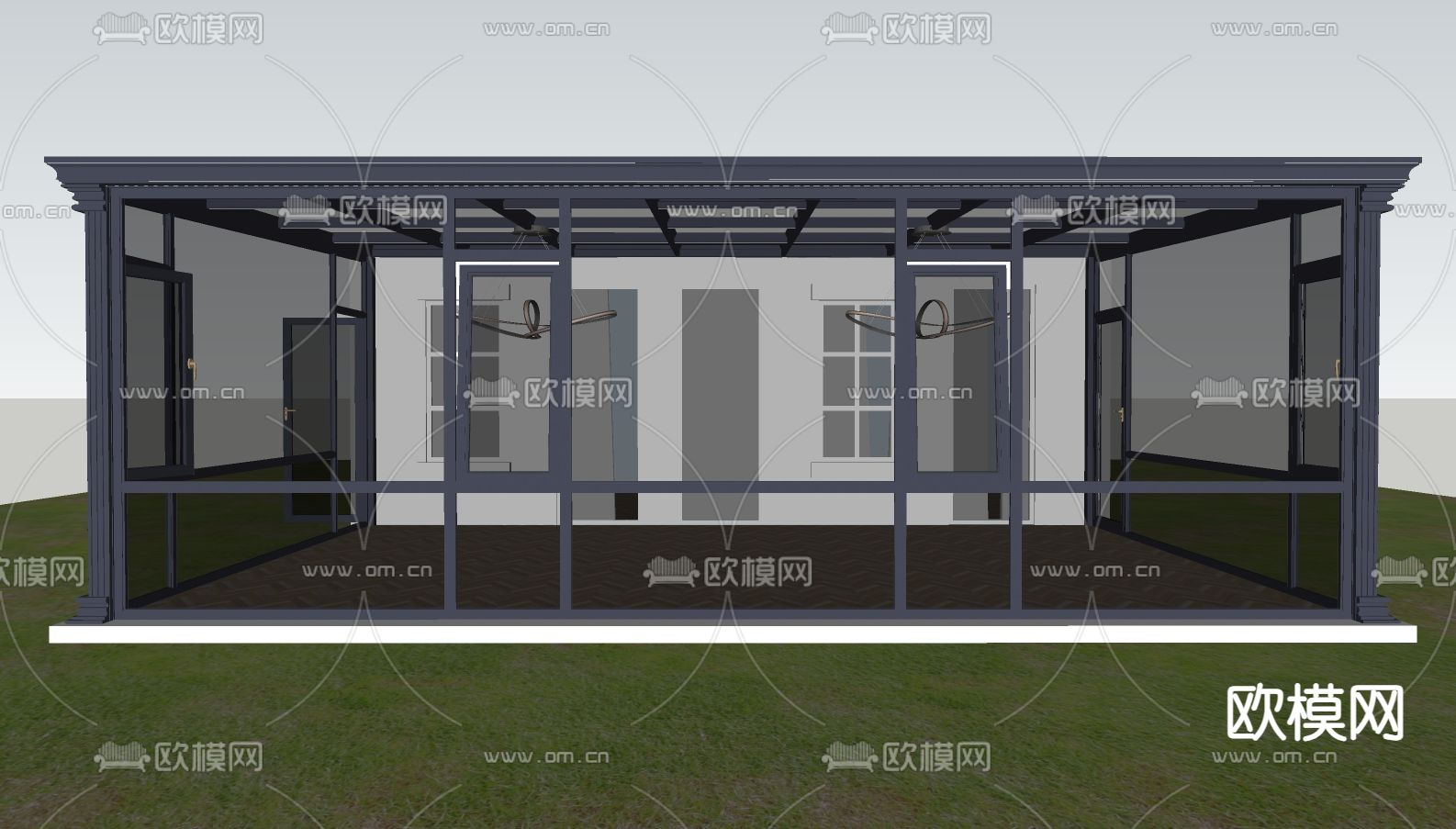 阳光房 玻璃房su模型下载（渲染图1）