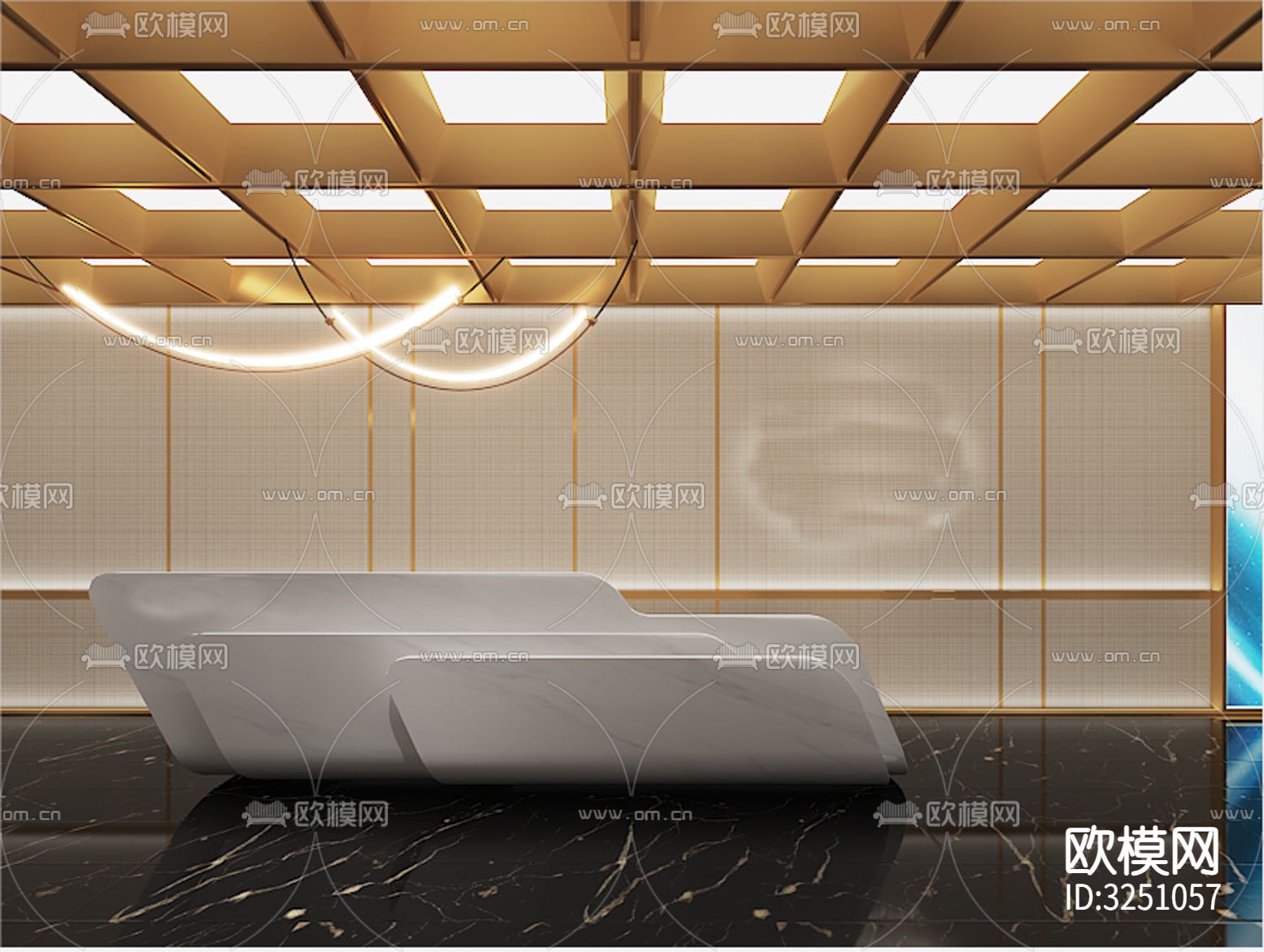 异形接待台前台cad大样图下载（渲染图1）