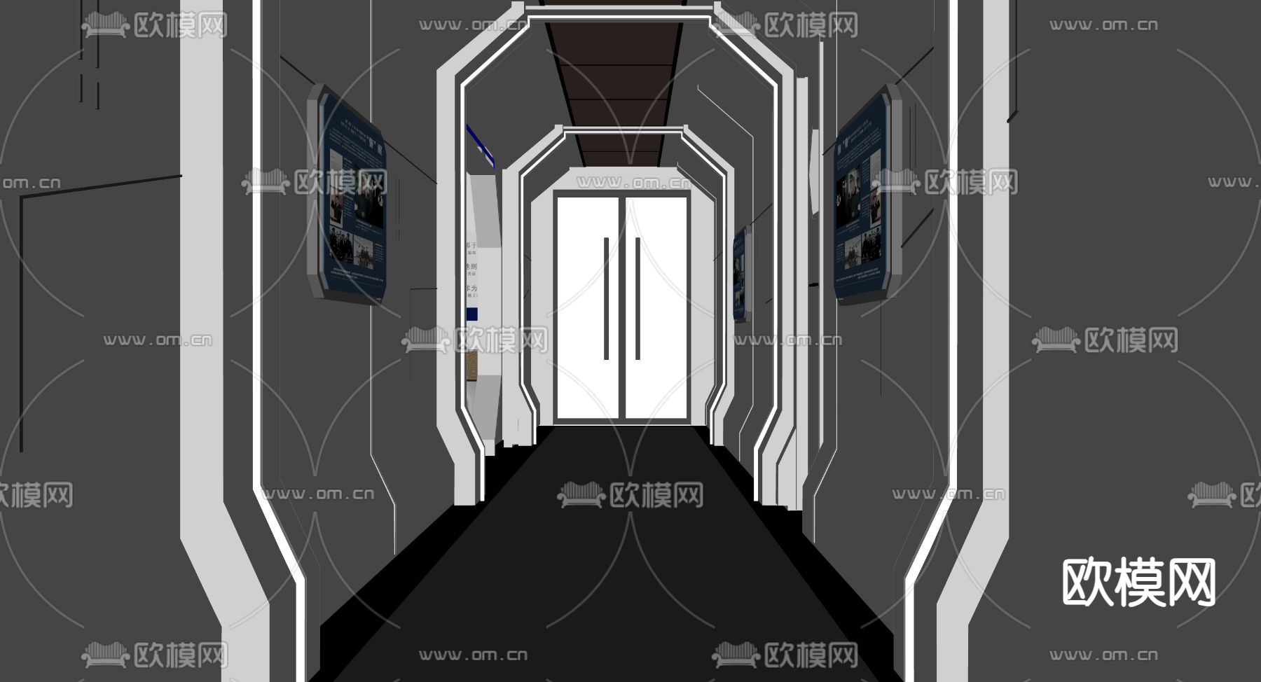 现代过道su模型下载（渲染图1）