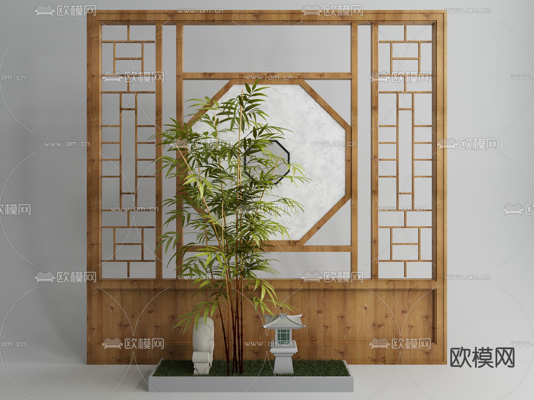 新中式隔断3d模型下载
