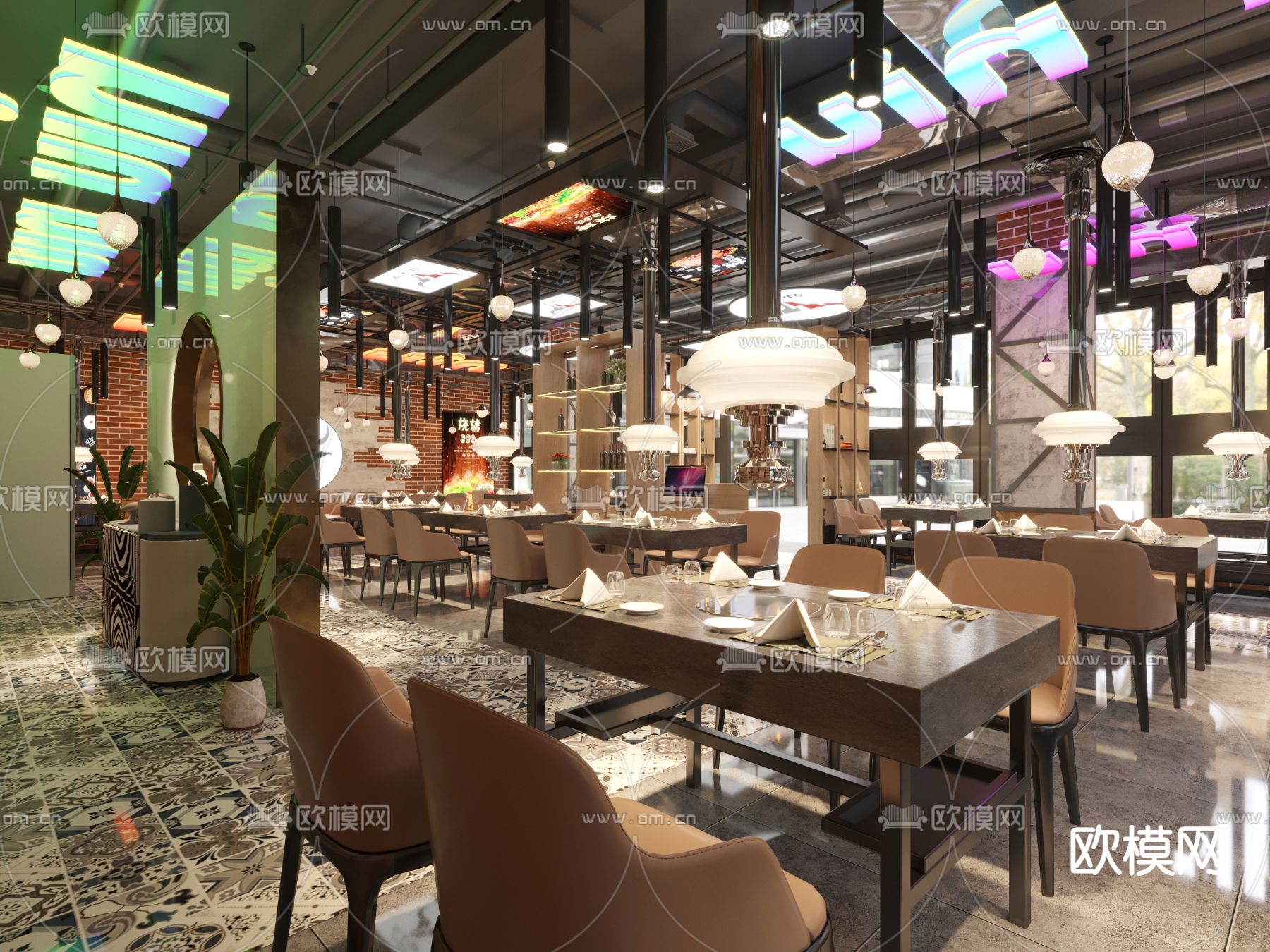 烤肉店 烧烤店3d模型下载（渲染图1）