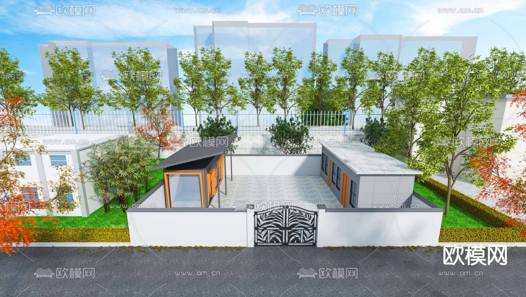 别墅大门 入口大门3d模型下载