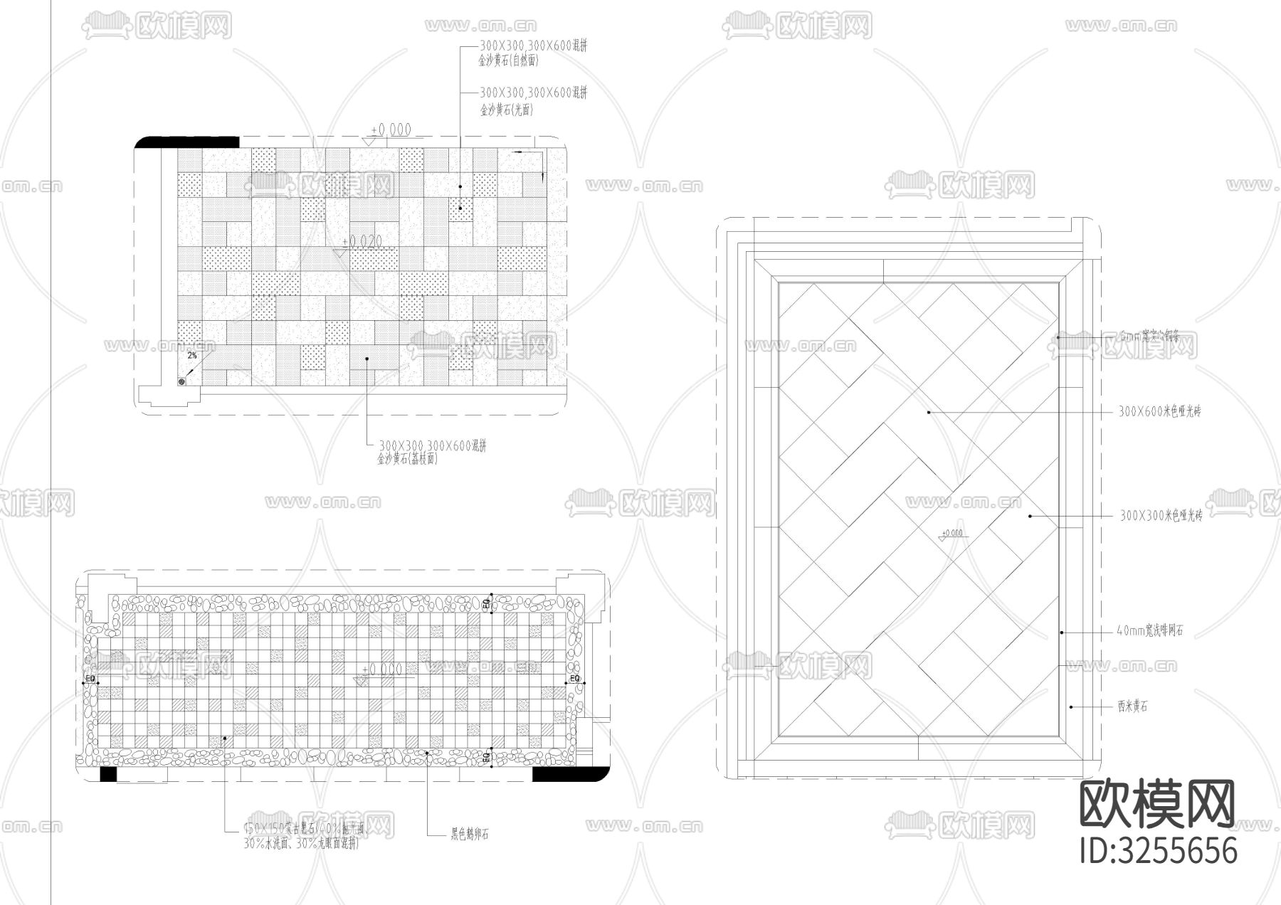 地面拼花样式cad平面图下载（渲染图3）